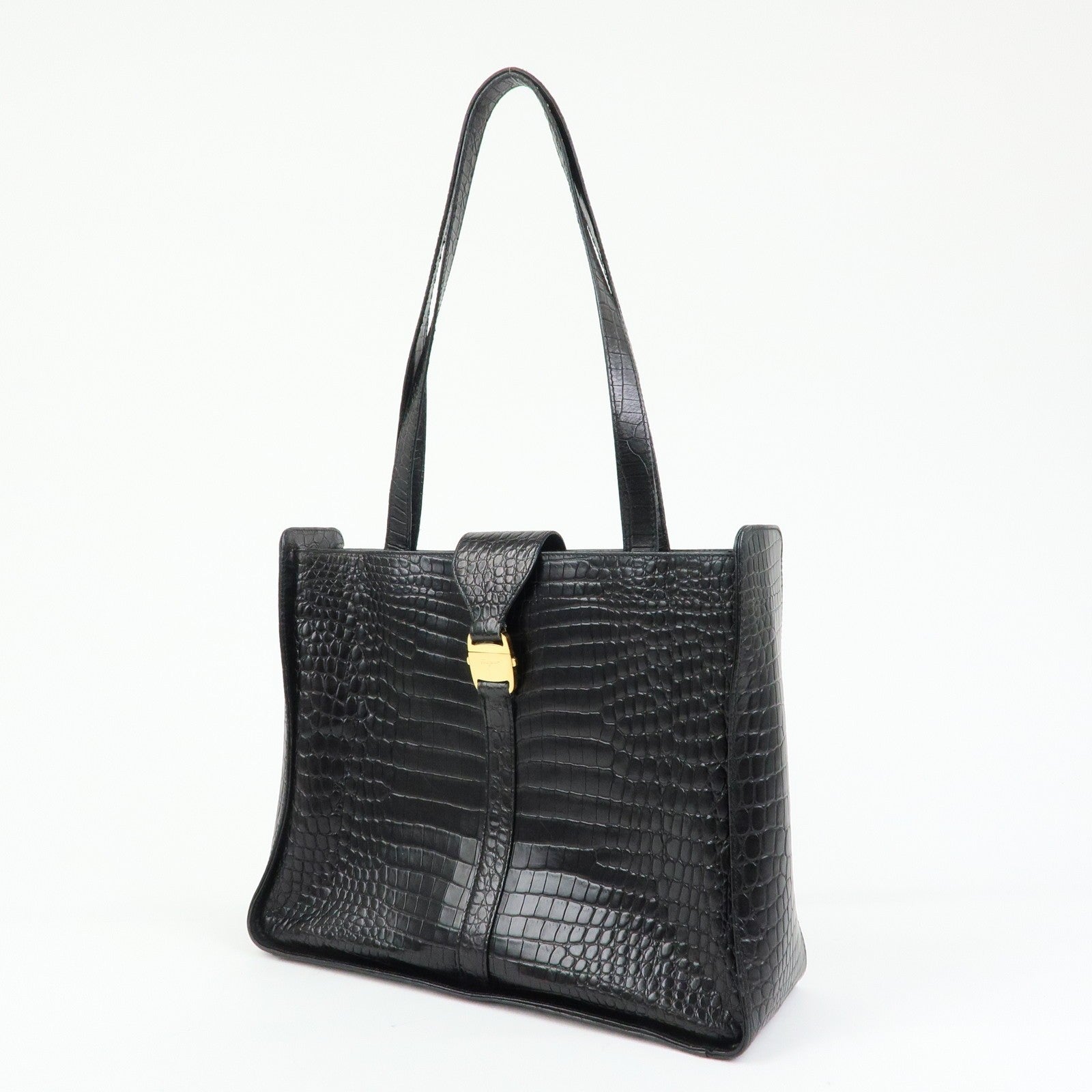 Ferragamo Vara Tote Bag - Black, Embossed Leather