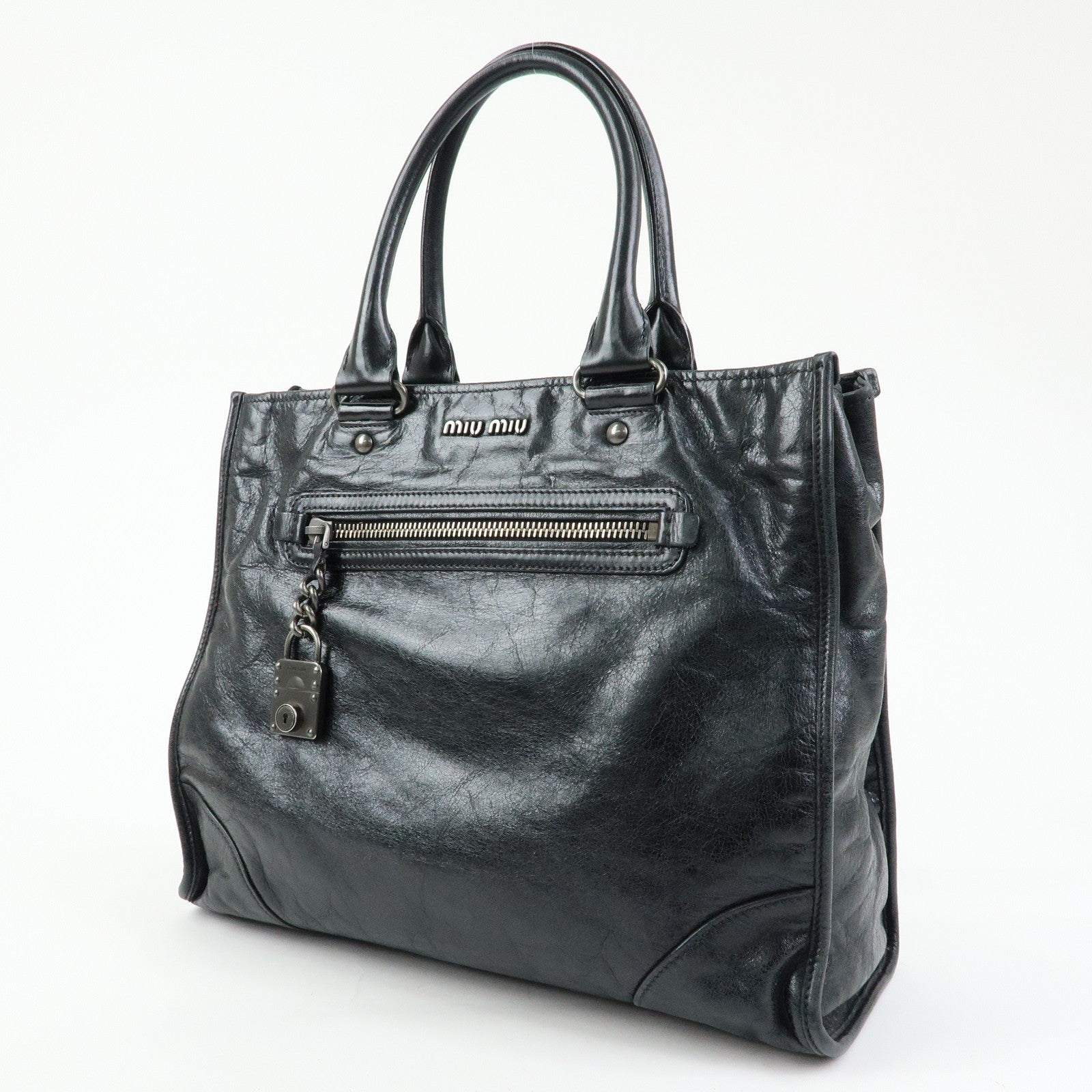 Miu Miu Leather Tote Bag - Black, Leather 