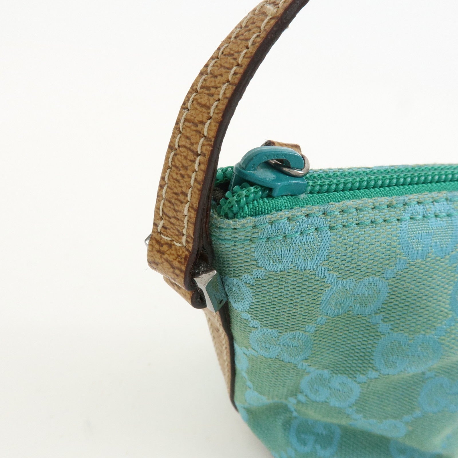 Gucci Boat Hand Bag - Light Blue, GG Canvas, Leather