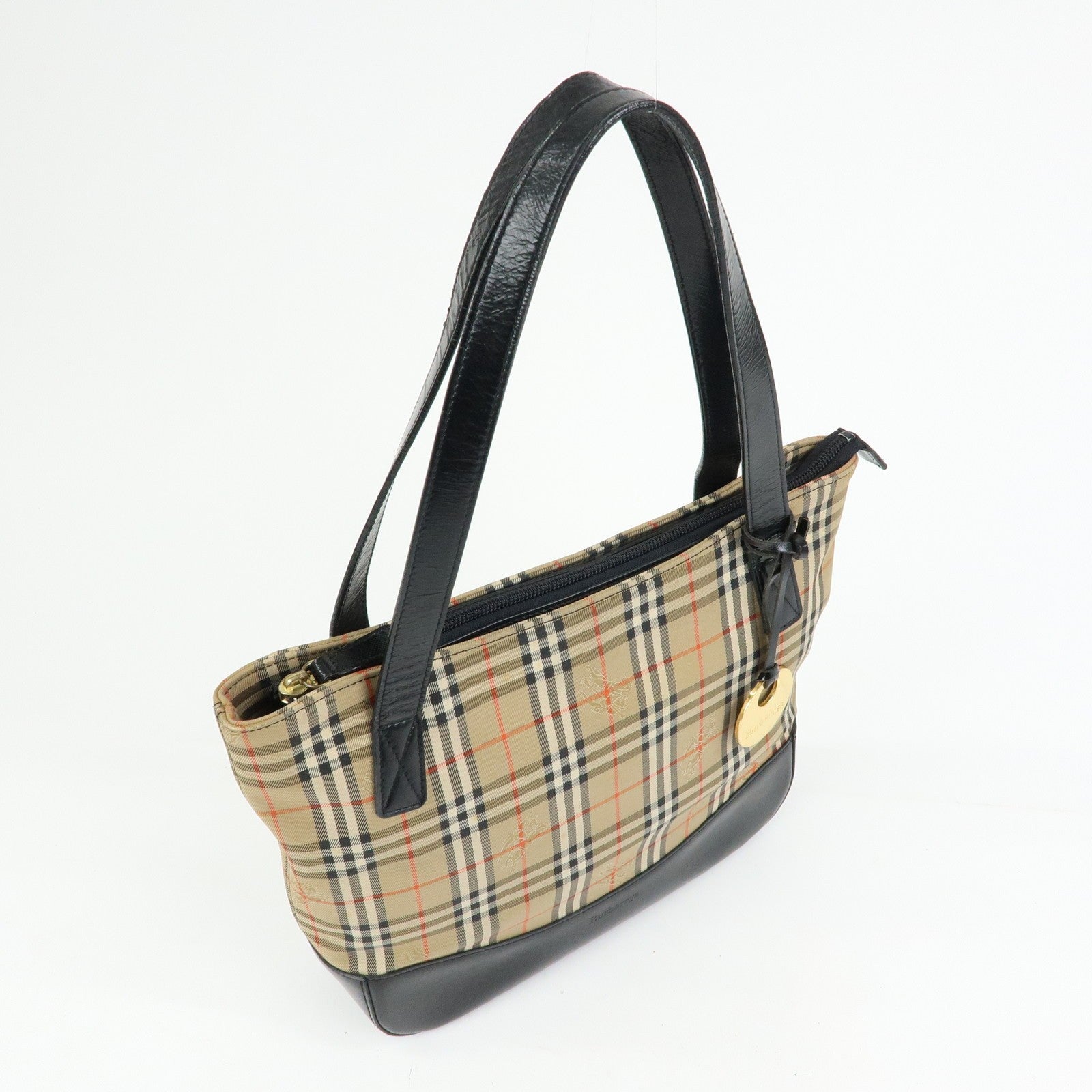 Burberry Nova Plaid Tote Shoulder Bag - Beige, Canvas and Leather
