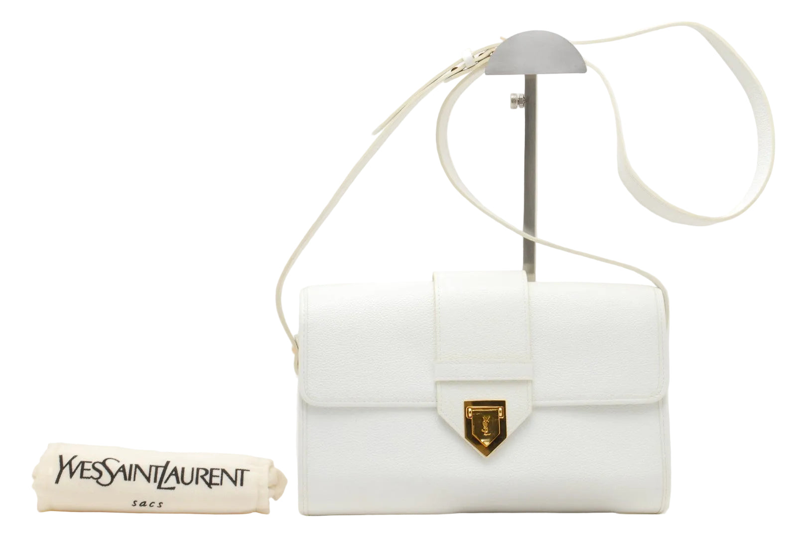 Saint Laurent YSL Shoulder Bag - Ivory, Leather 