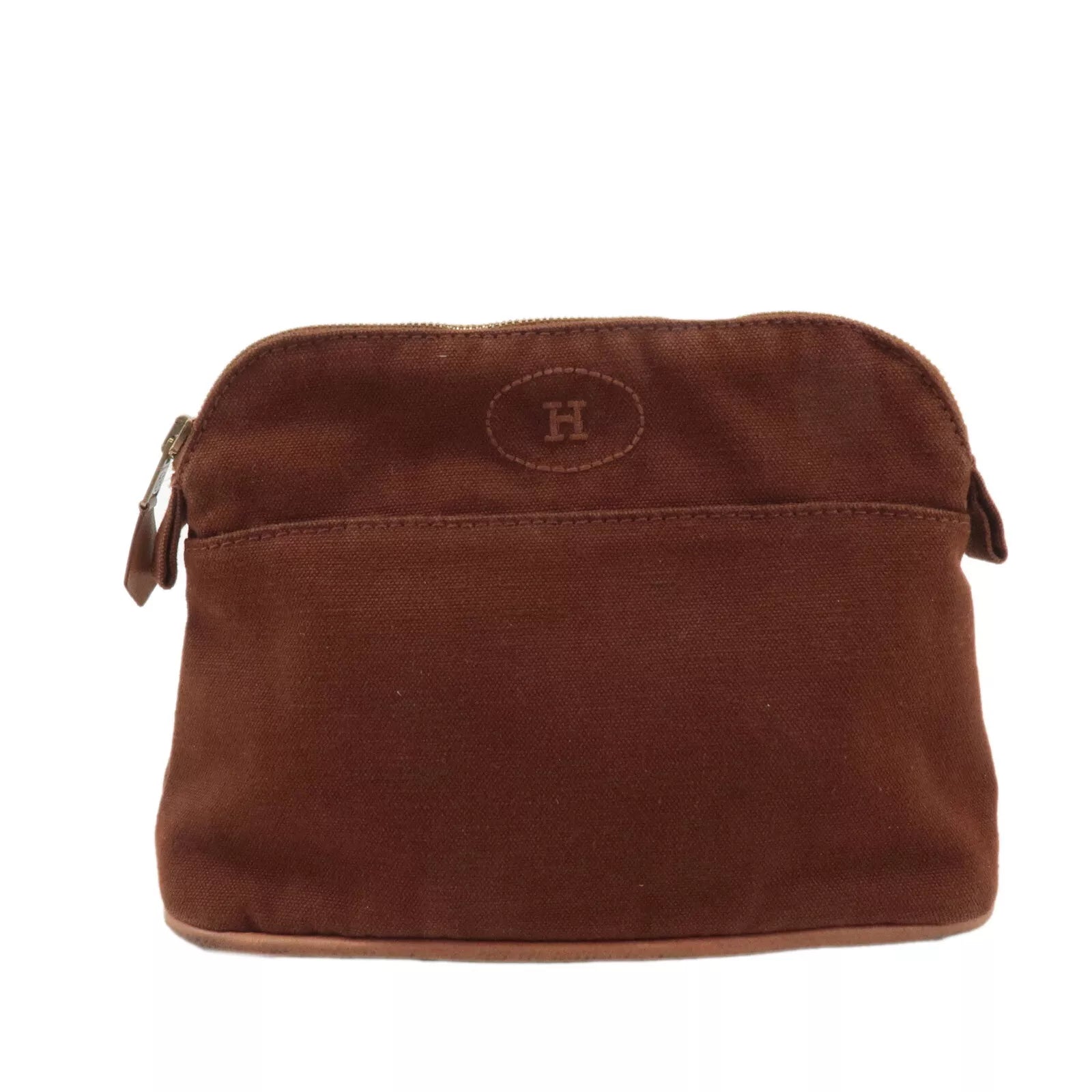 HERMES Pouch - Brown, Canvas, Leather