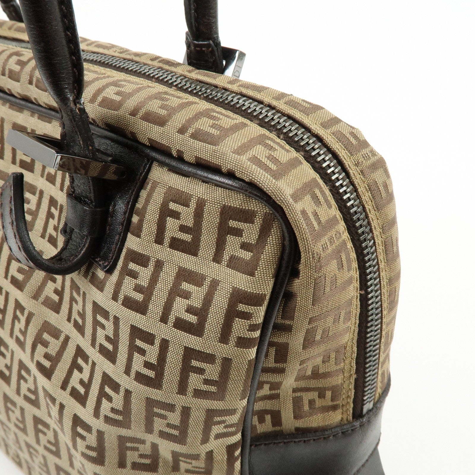 Fendi Zucchino Boston Shoulder Bag - Beige, Canvas Leather