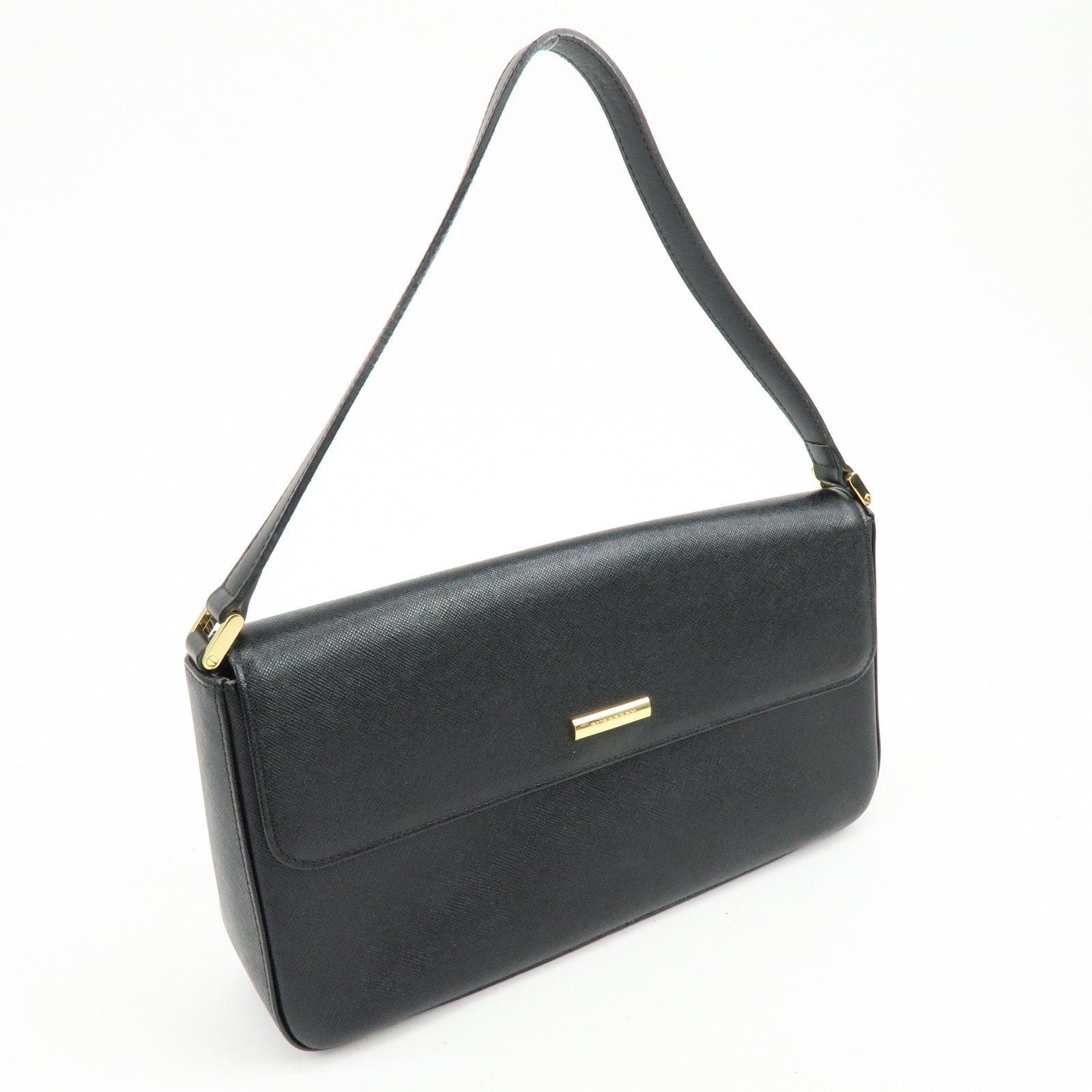 Burberry Leather Flap Shoulder Bag - Black, Leather