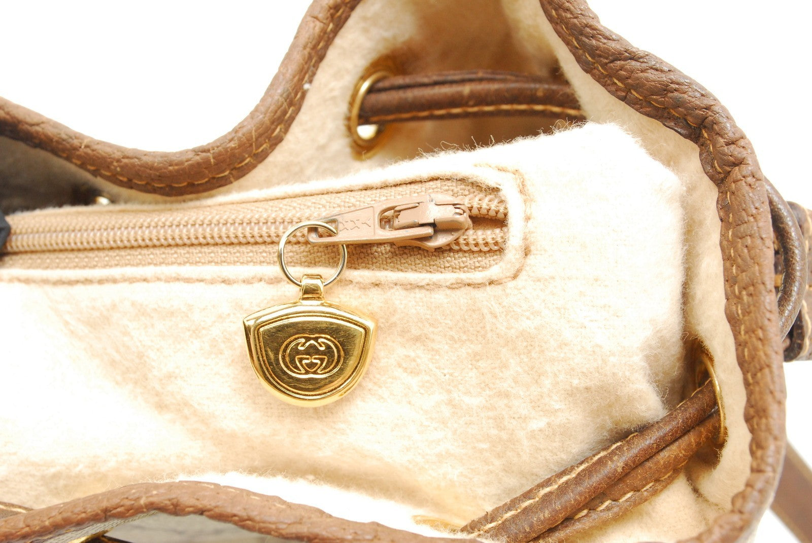 Gucci Vintage GG Sherry Line Drawstring Shoulder Bag - Brown, PVC Leather 