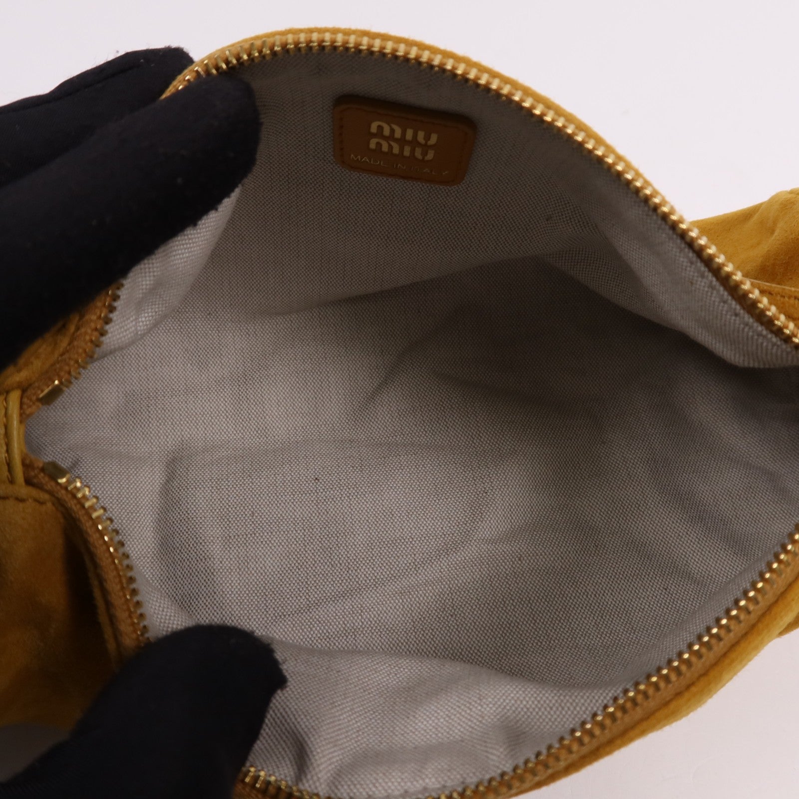 Miu Miu GHW Pouch Shoulder Bag - Yellow, Suede