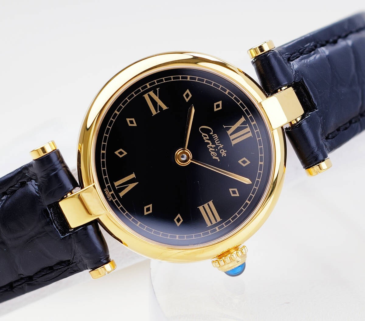 Cartier Vendome Watch - Black, Leather