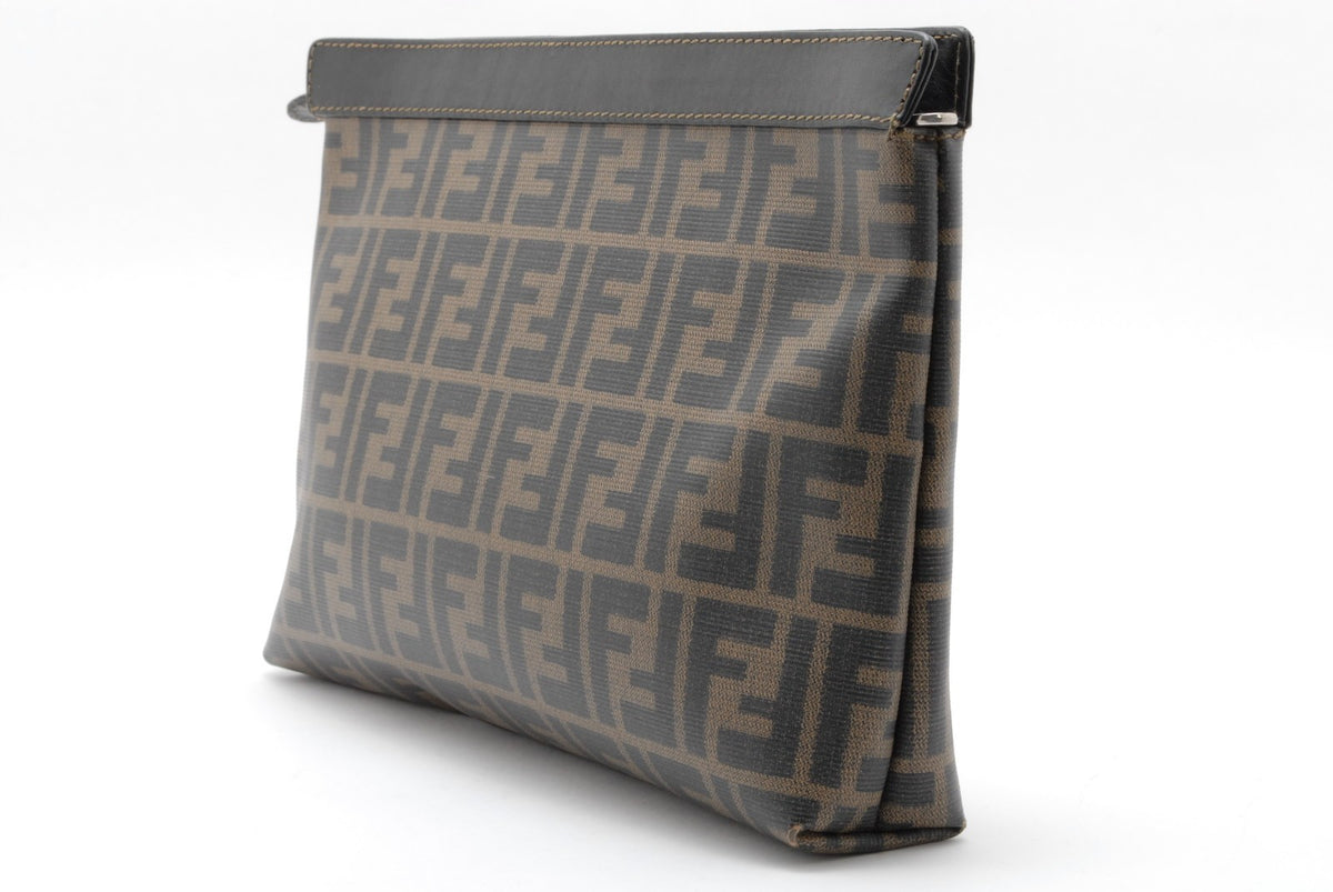 Fendi Zucca Monogram Clutch Bag - Brown, Leather