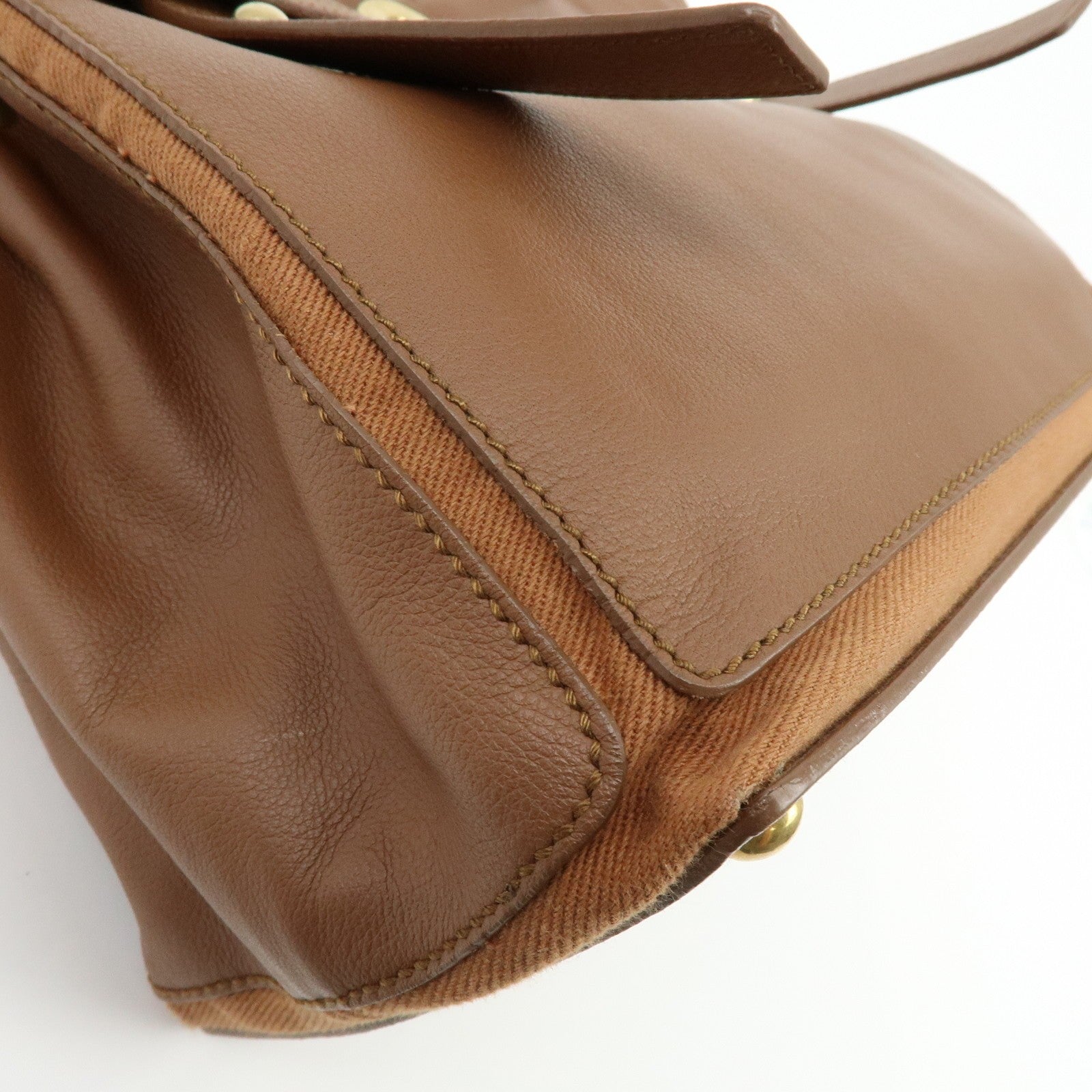 Saint Laurent Hand Bag - Brown, Leather and Canvas