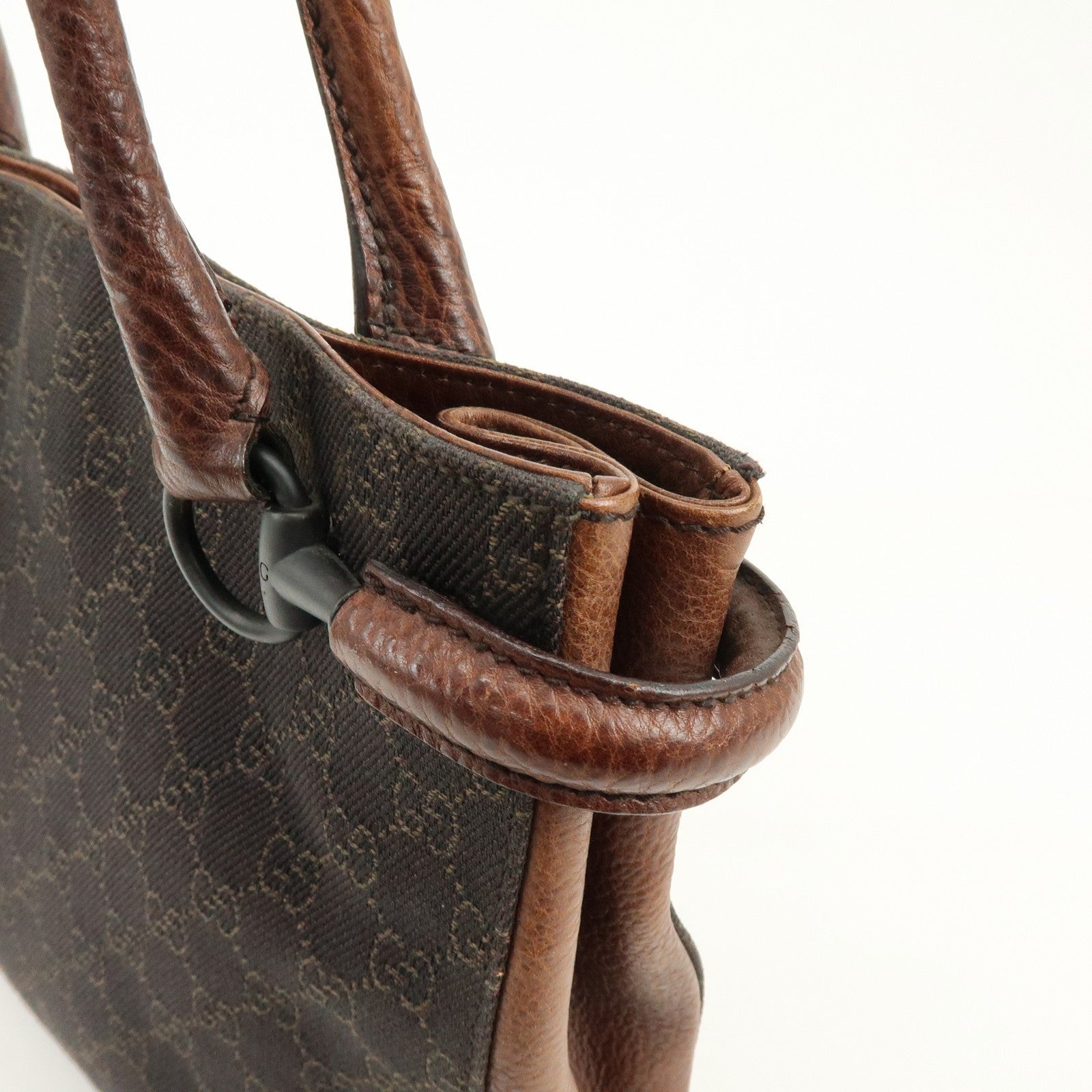 Gucci Denim Tote Bag - Brown, GG Canvas, Leather