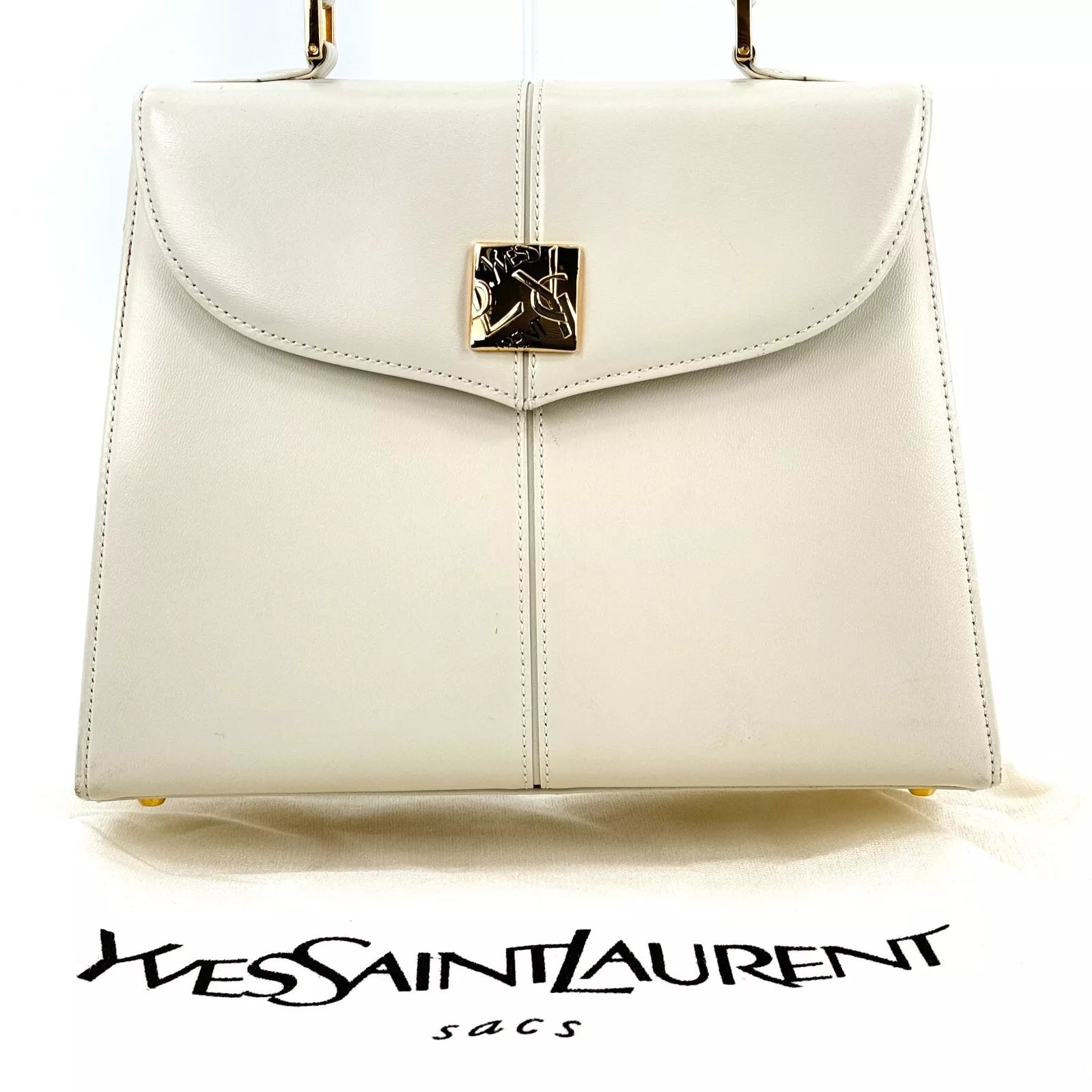 Saint Laurent YSL Shoulder Bag - White, Leather