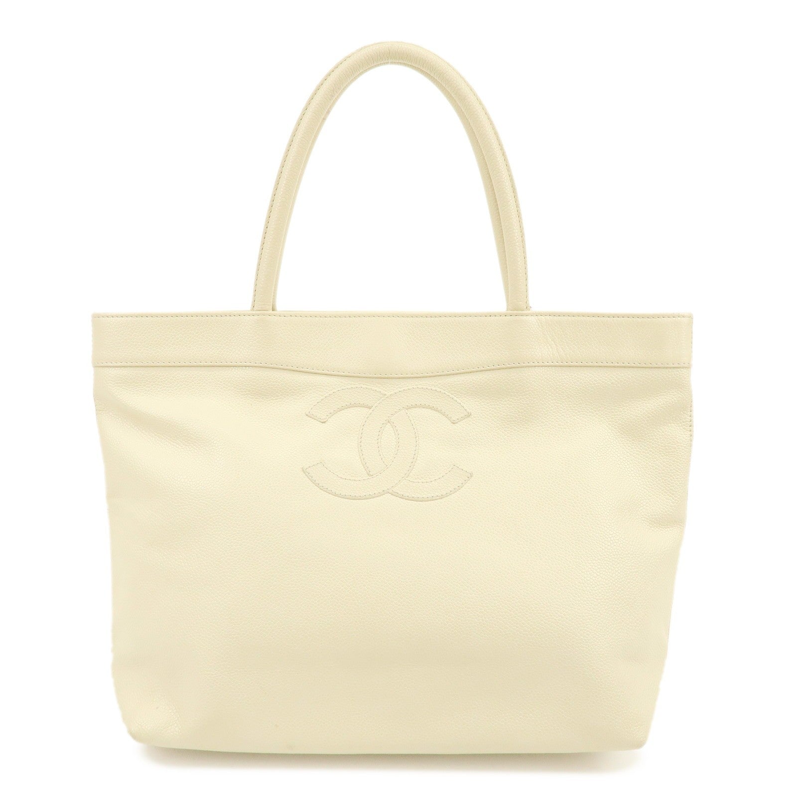 Chanel Coco Mark Caviarskin Tote Bag - Ivory, Leather