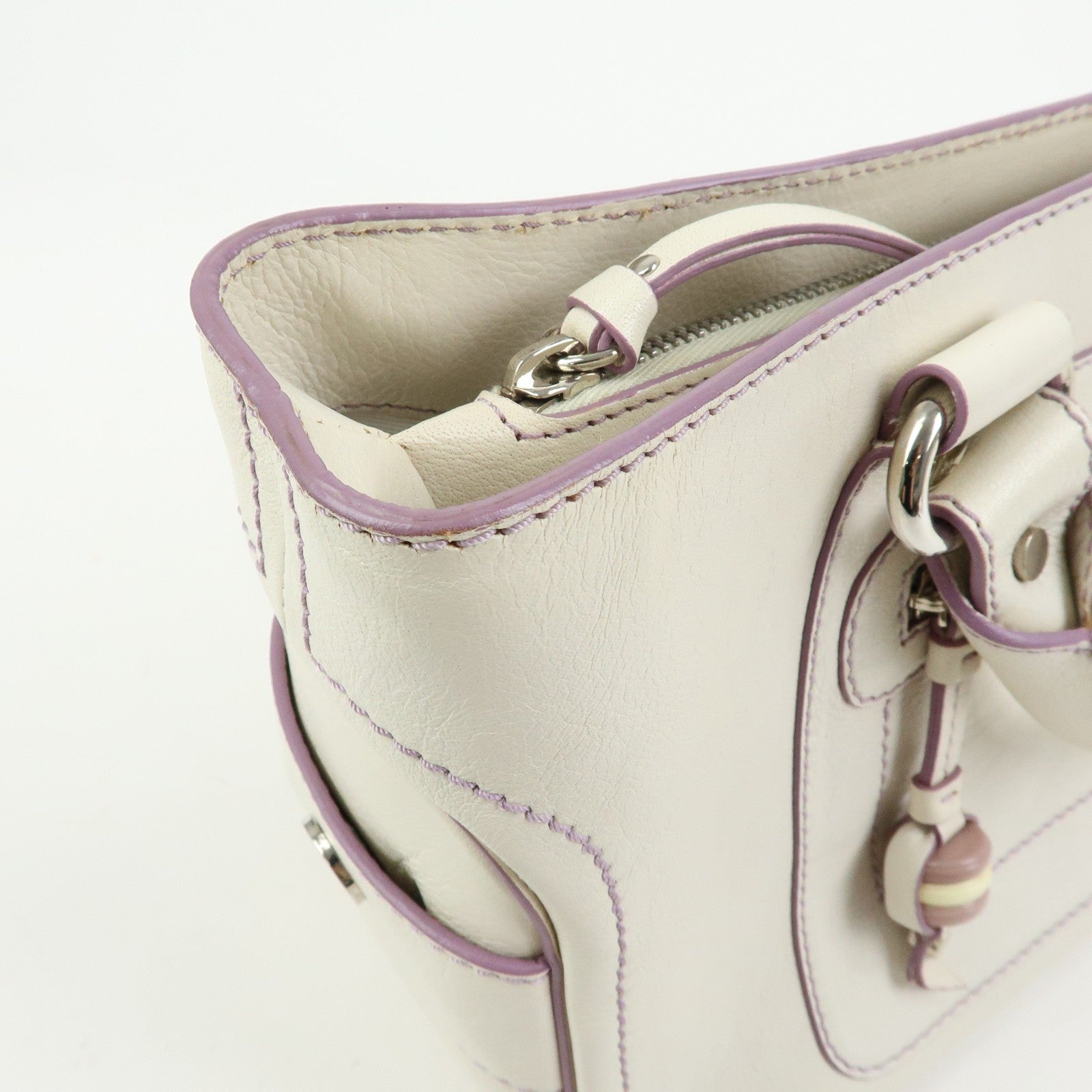 Celine Boogie Bag Handbag - White, Purple, Leather