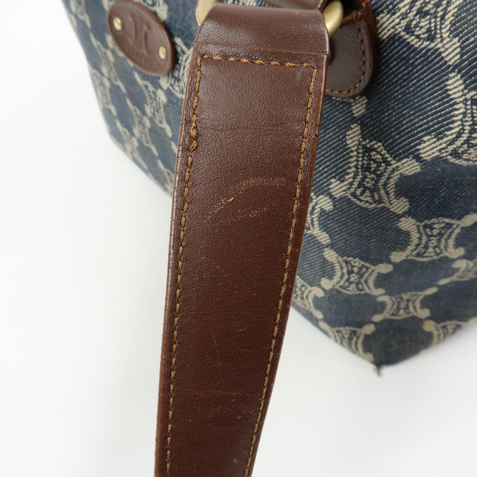 Celine Macadam Shoulder Bag - Blue, Denim and Leather