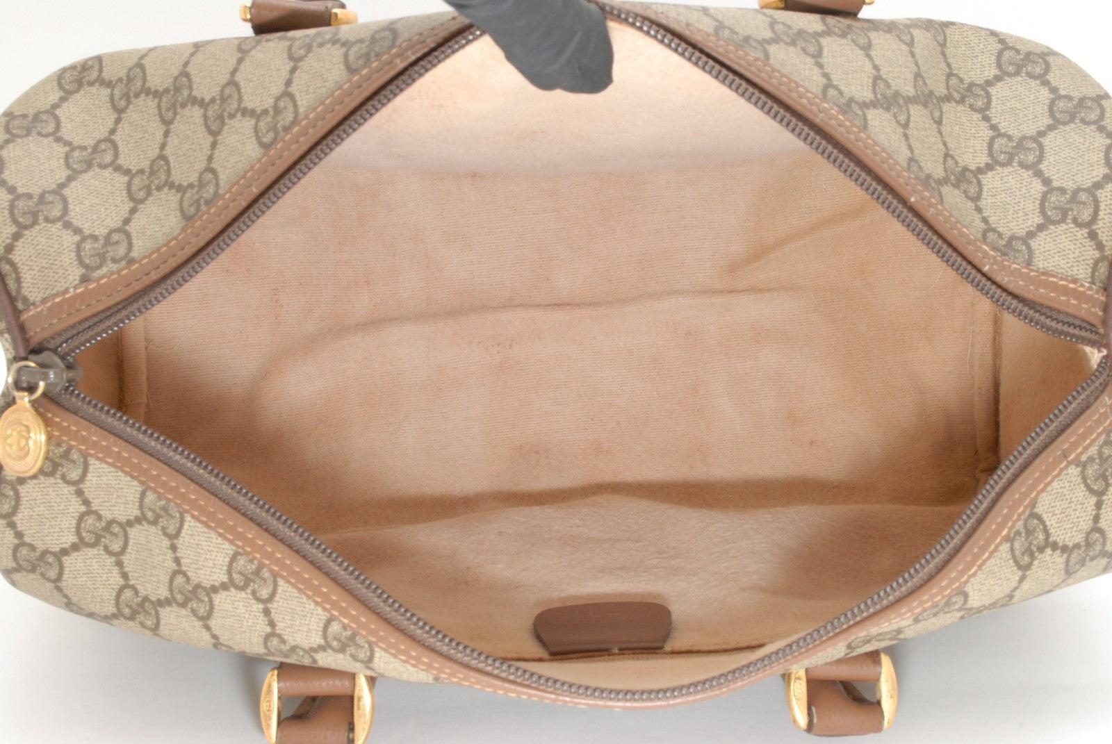 Gucci Guuci GG Supreme Hand Boston Bag - Brown, PVC Leather