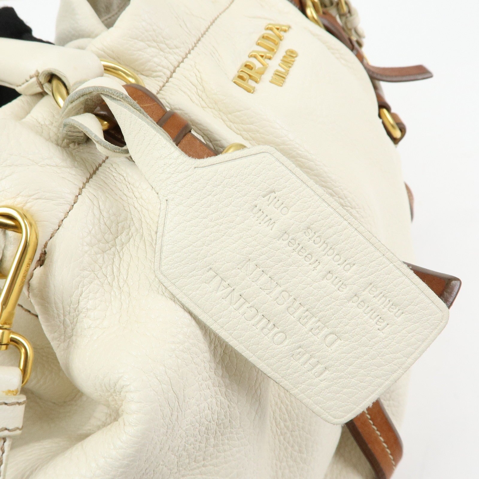 Prada BN1773 Hand Bag - Ivory Brown, Leather 