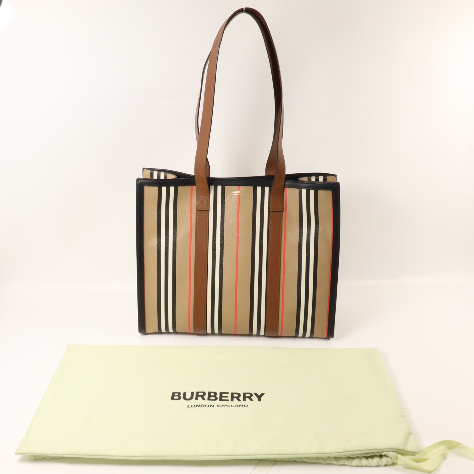 Burberry Tote Bag - Beige/Black/Brown, PVC Coated Canvas