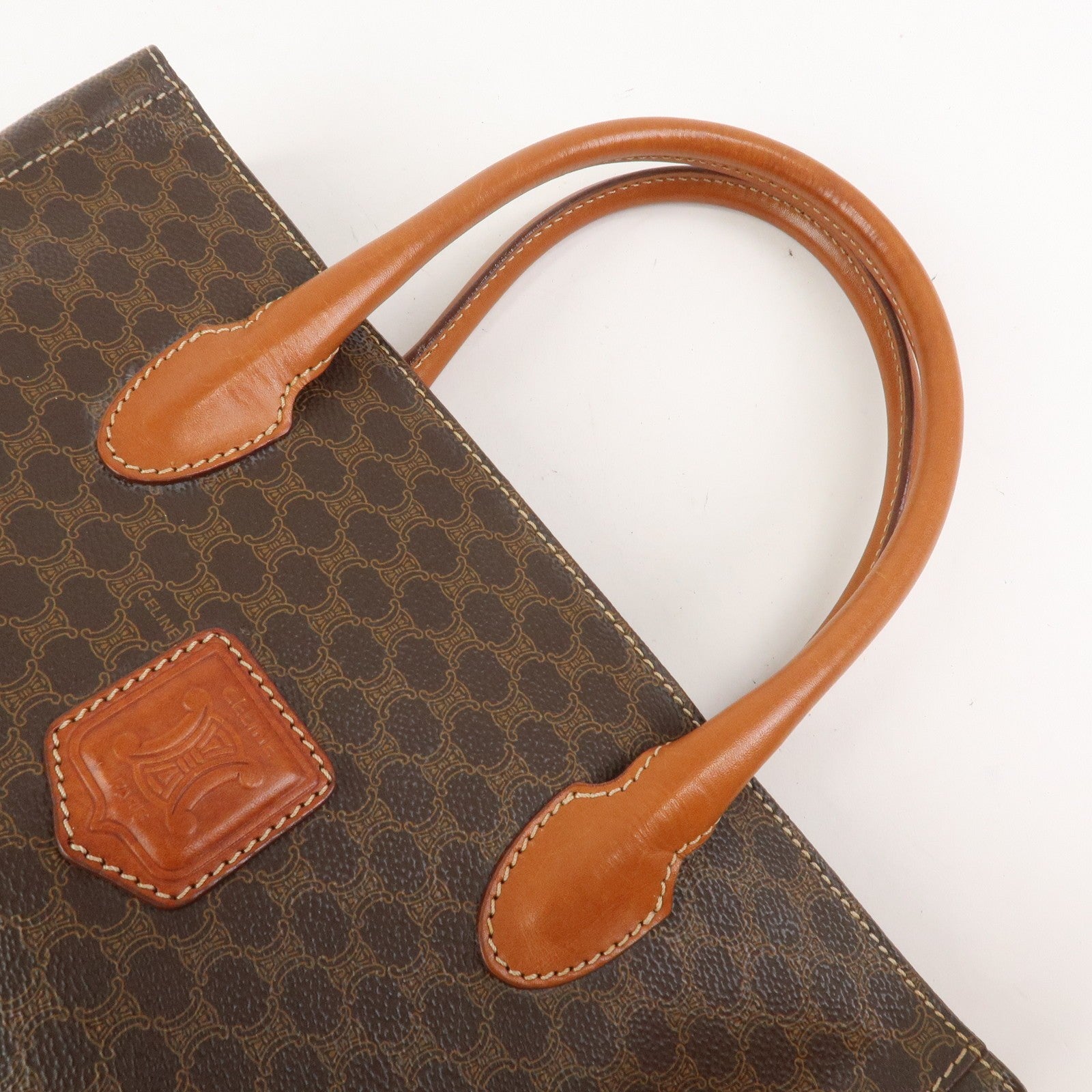 Celine Macadam Hand Bag - Brown, PVC Leather 