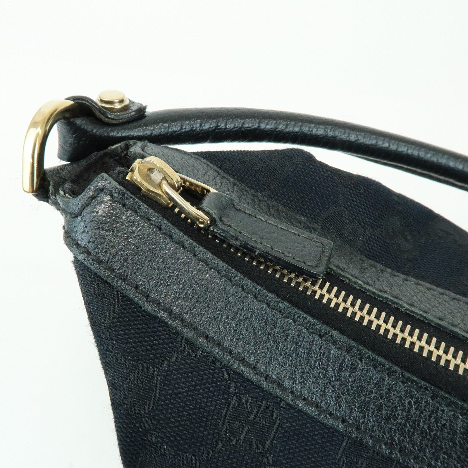 Gucci Shoulder Hand Bag - Black, GG Canvas, Leather