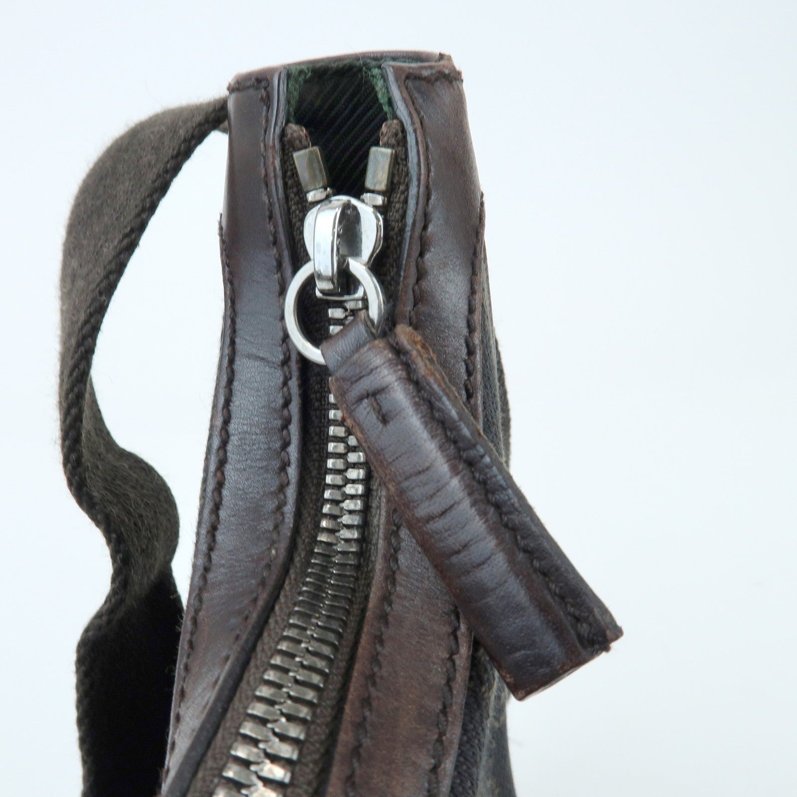 Gucci 101682 Shoulder Crossbody Bag - Dark Brown, GG Denim and Leather