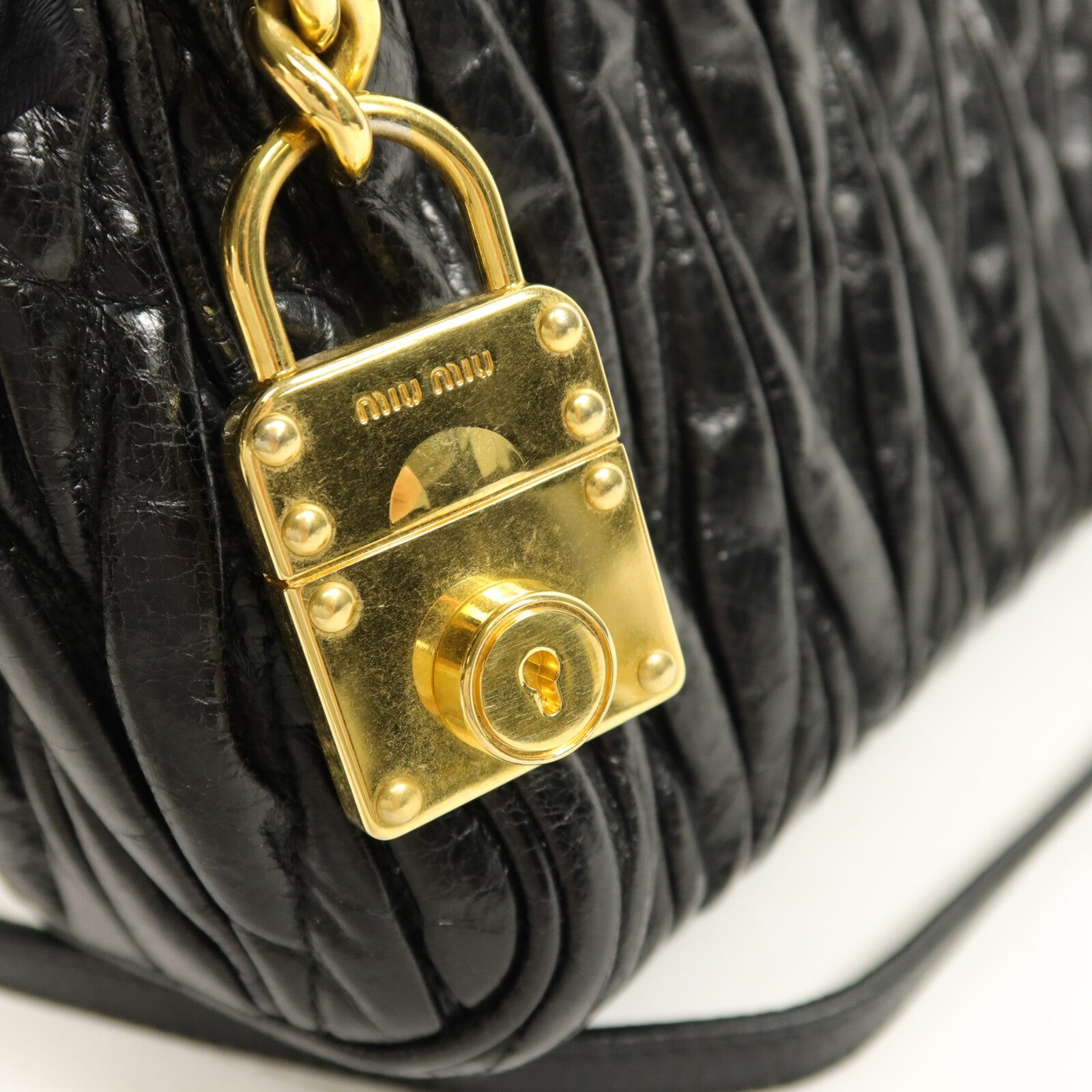Miu Miu GHW Shoulder Bag - Black, Lambskin Leather