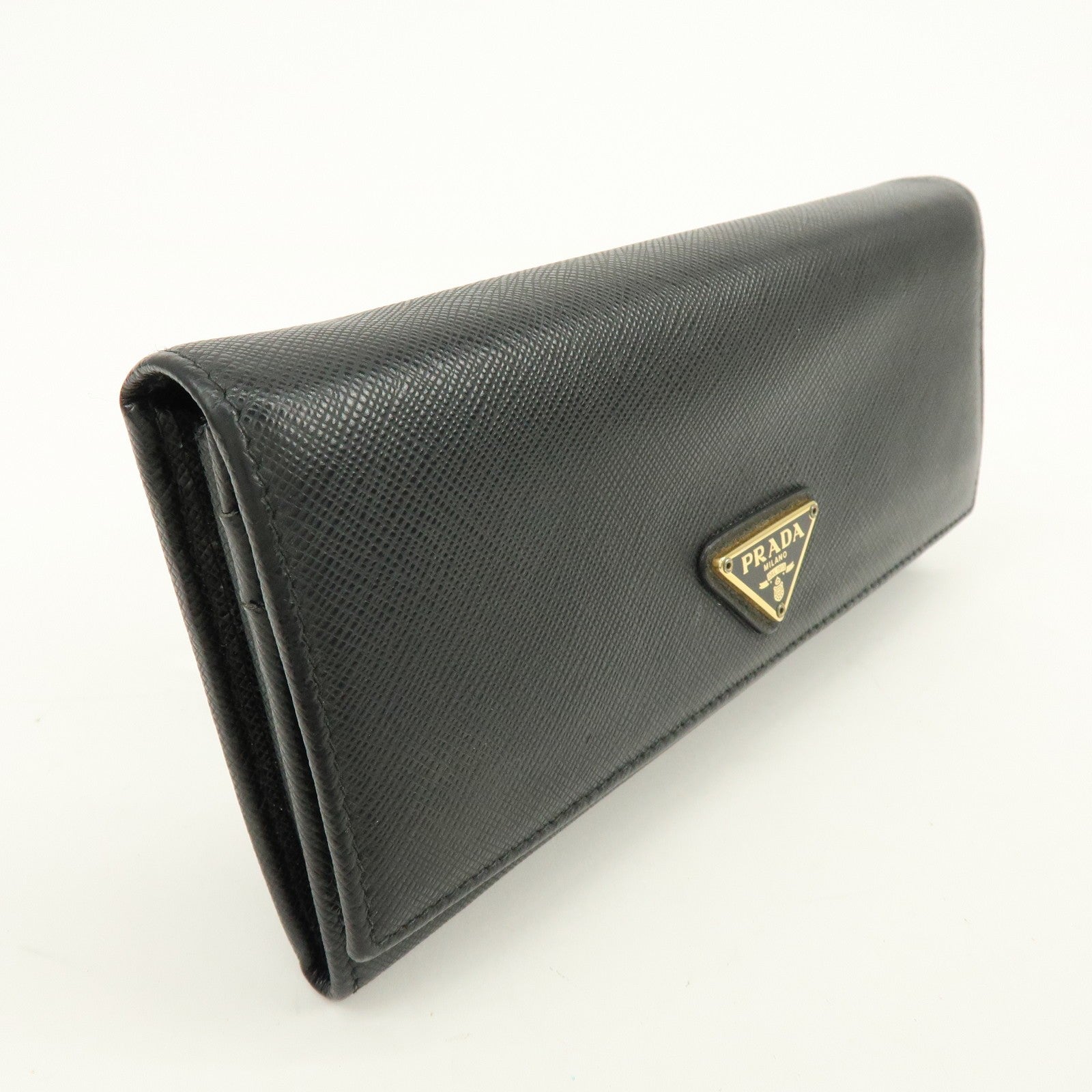Prada Triangle Logo Wallet - Black, Saffiano Leather