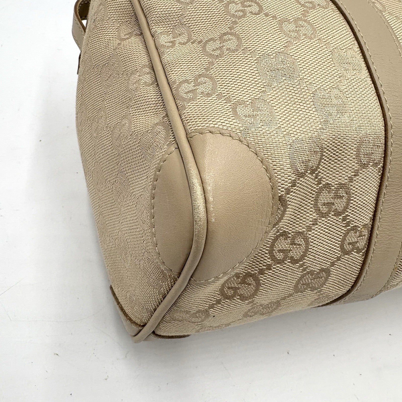 Gucci GG Mini Boston Handbag - Beige, Canvas 