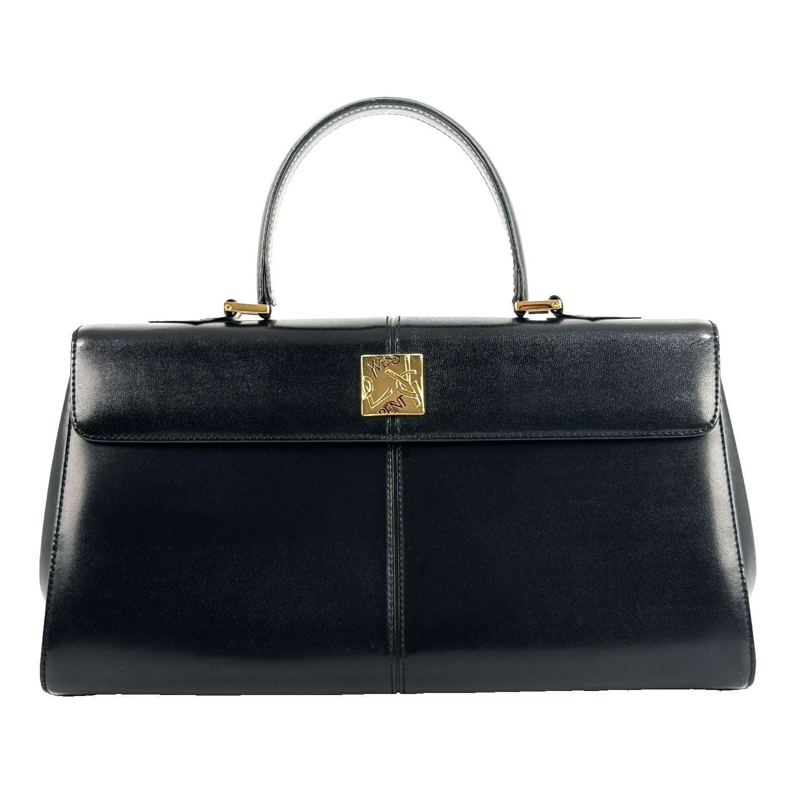 Saint Laurent Yves Leather Tote Hand Bag - Black, Leather