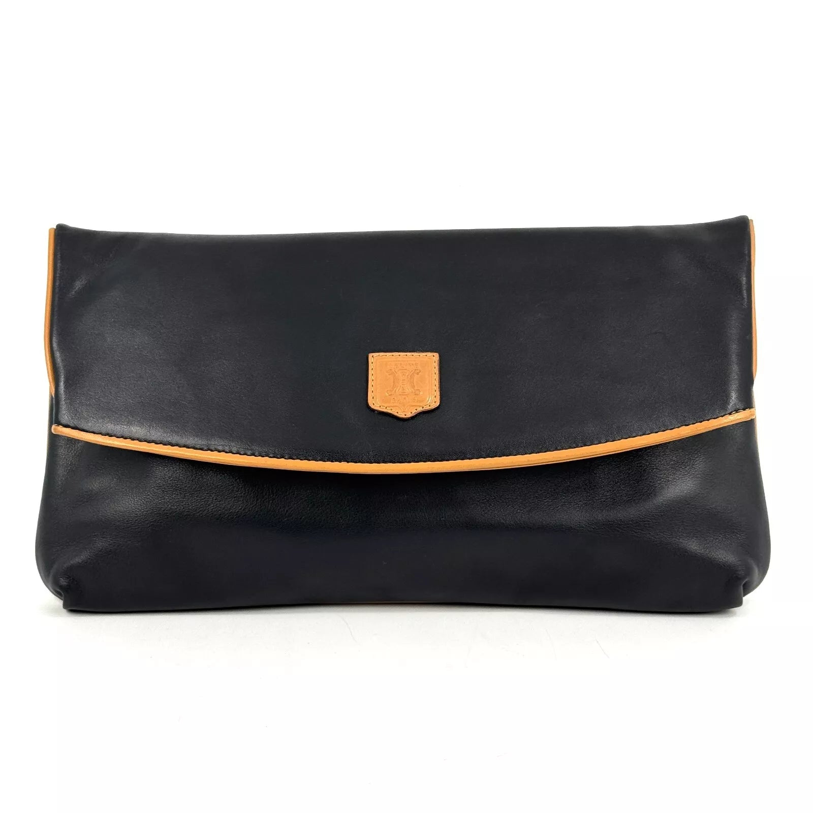 CELINE Triomphe Clutch - Black, Leather