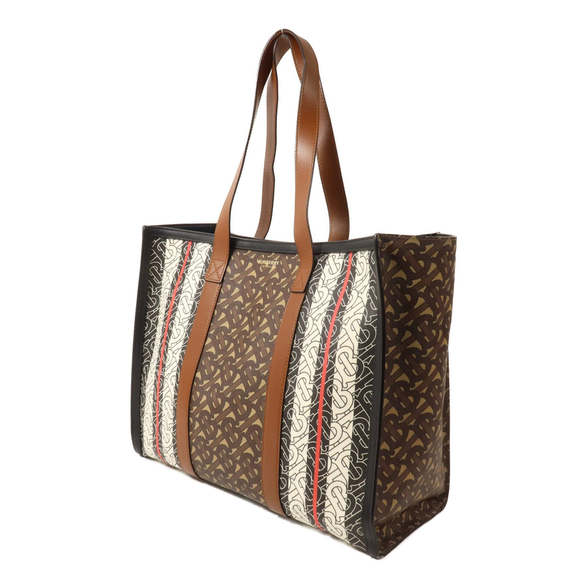 Burberry GHW Tote Bag - Brown/Black/White, PVC Coated Canvas