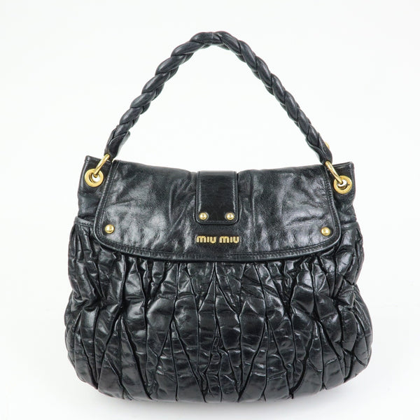 Miu Miu Matelasse Hand Bag - Black, Leather 