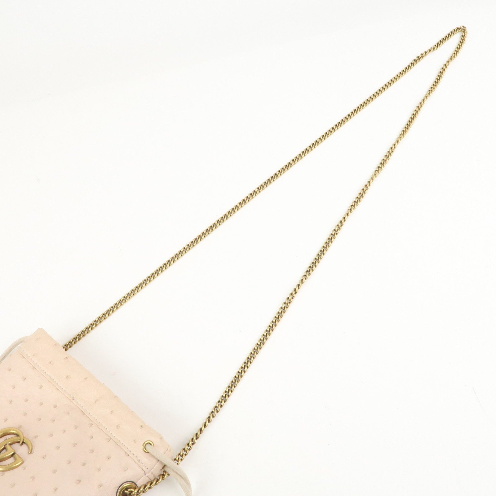 Gucci GG Marmont Mini Bucket Chain Bag - Ivory, Ostrich Leather