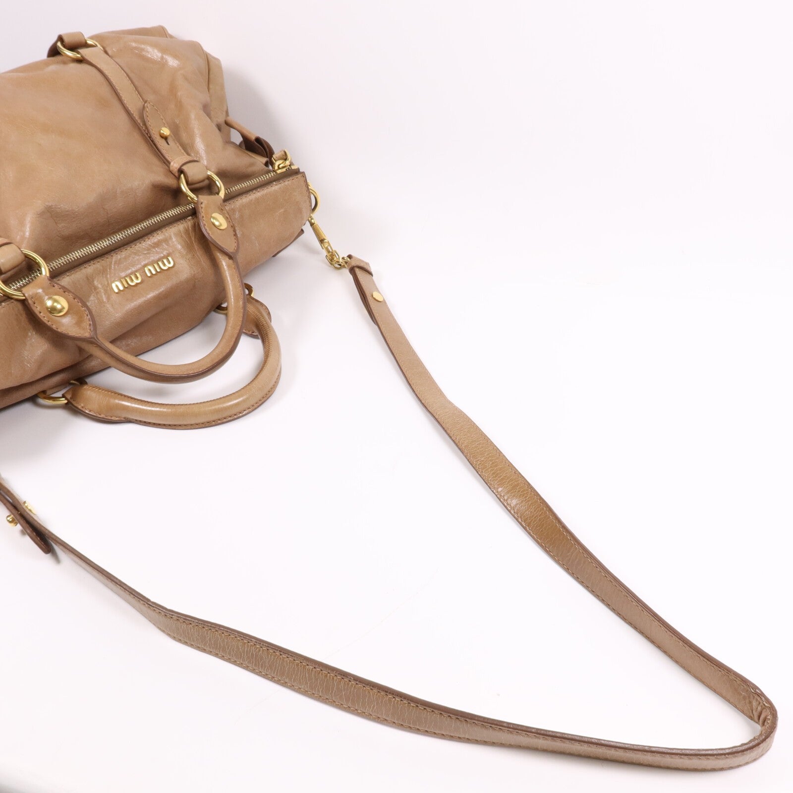 Miu Miu GHW 2 Way Shoulder Bag - Brown, Calfskin Leather
