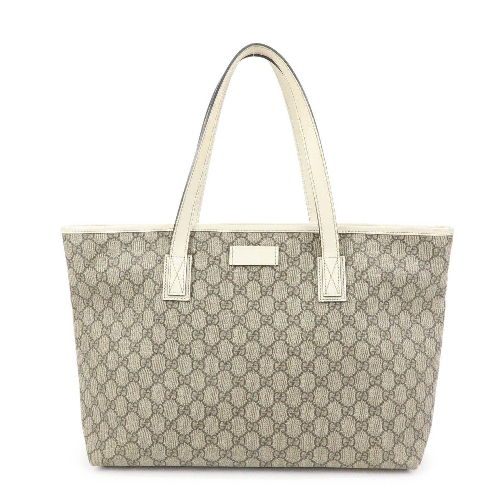 Gucci Tote Bag - Beige White, GG Supreme Leather 