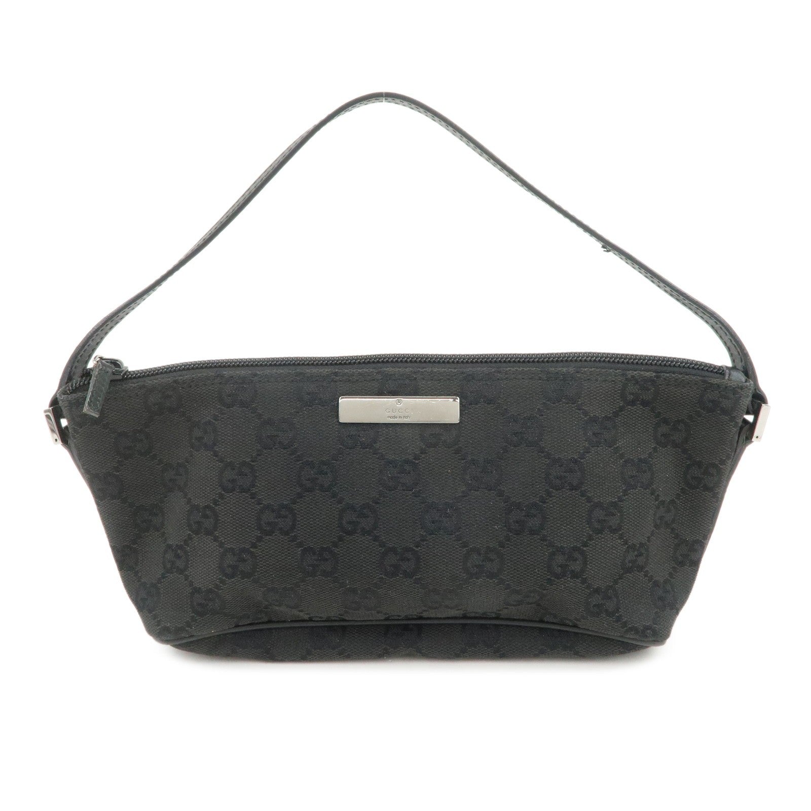 Gucci Boat Bag Hand Bag - Black, GG Canvas Leather