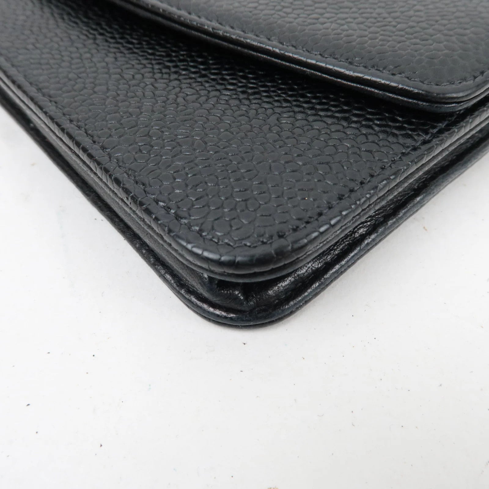 CHANEL Caviarskin Chain Wallet WOC Shoulder Bag - Black, Caviarskin