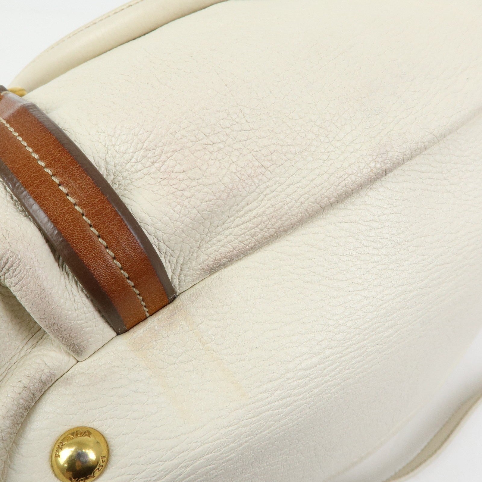 Prada BN1773 Hand Bag - Ivory Brown, Leather 