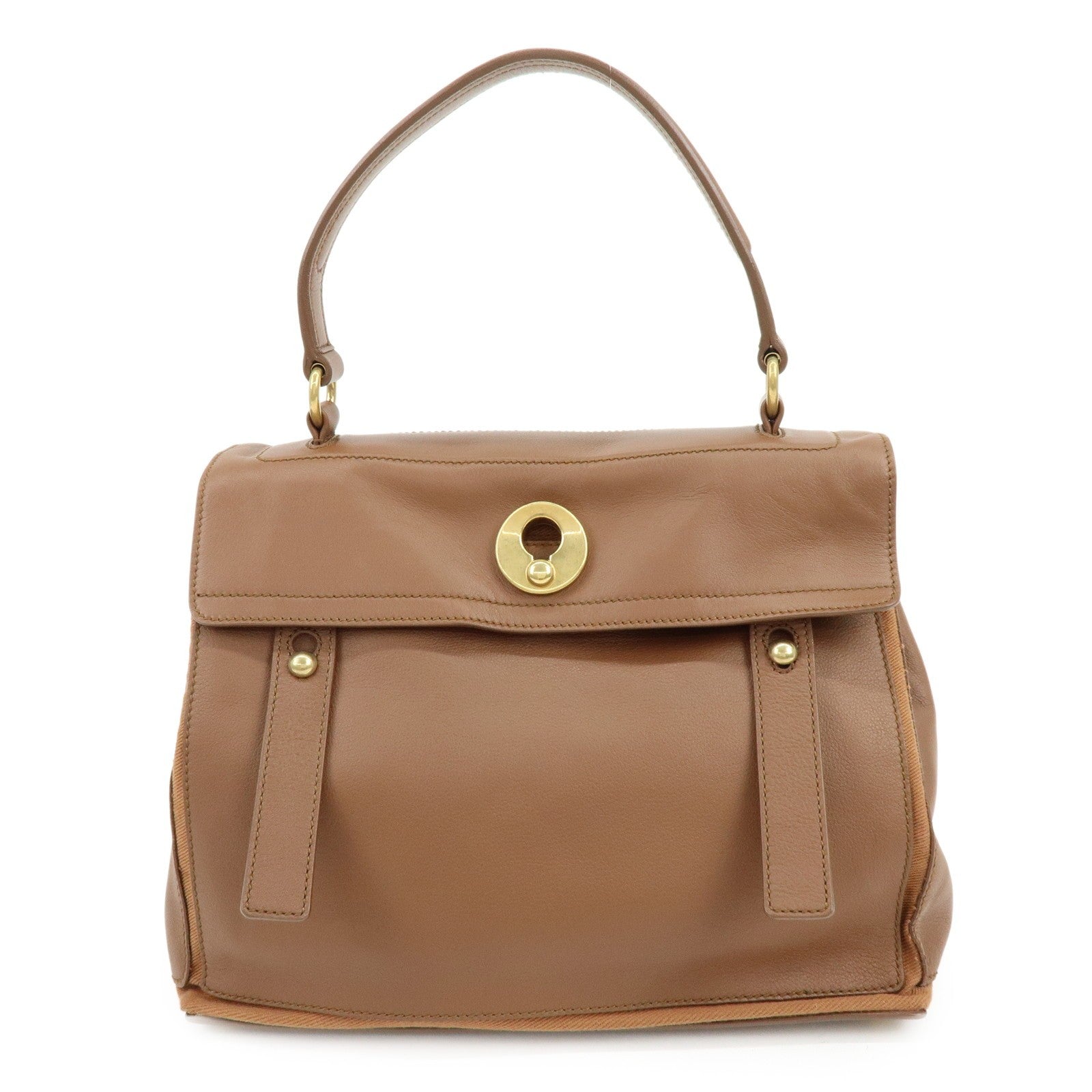 Saint Laurent Hand Bag - Brown, Leather and Canvas