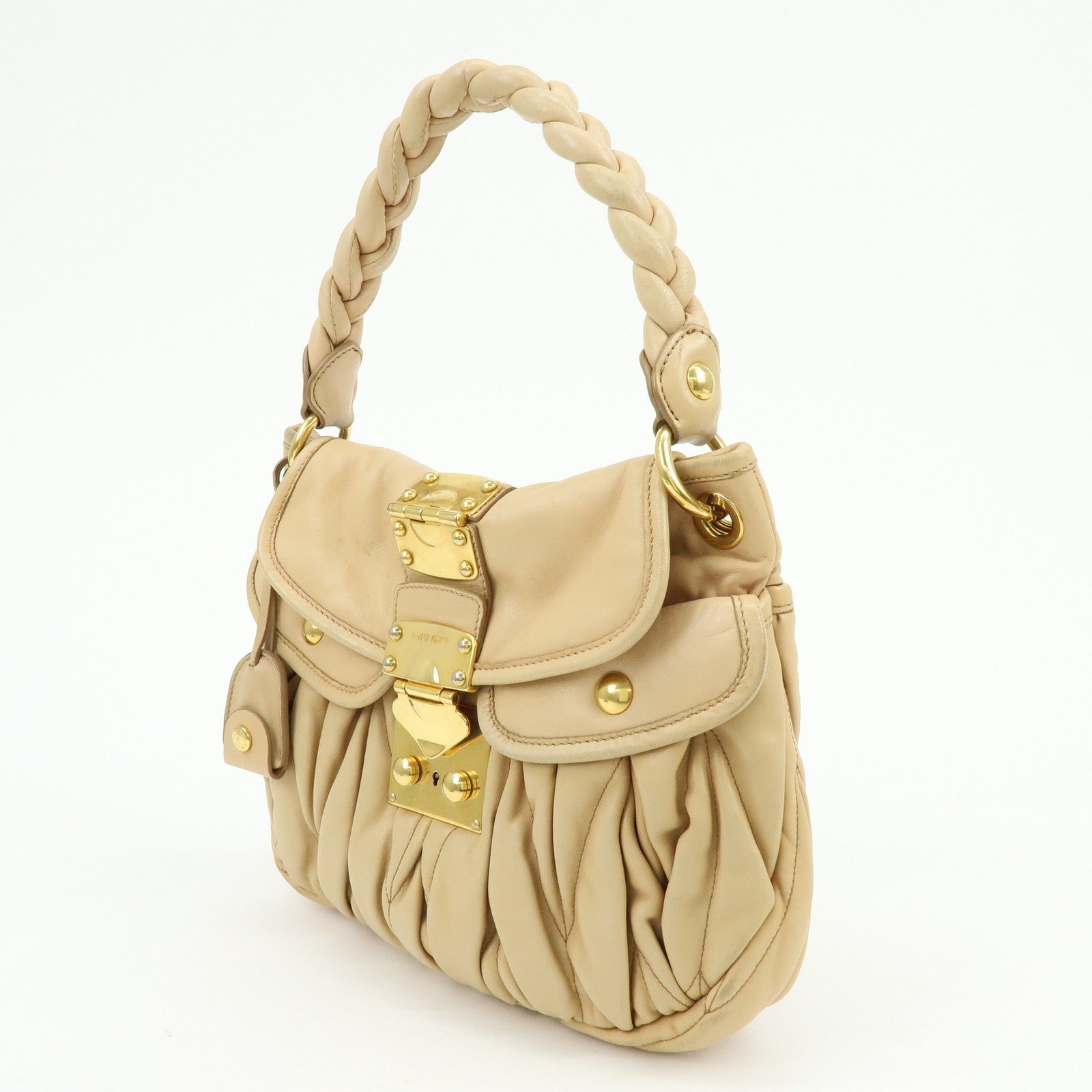 Miu Miu Matelasse 2Way Handbag - Beige, Leather 