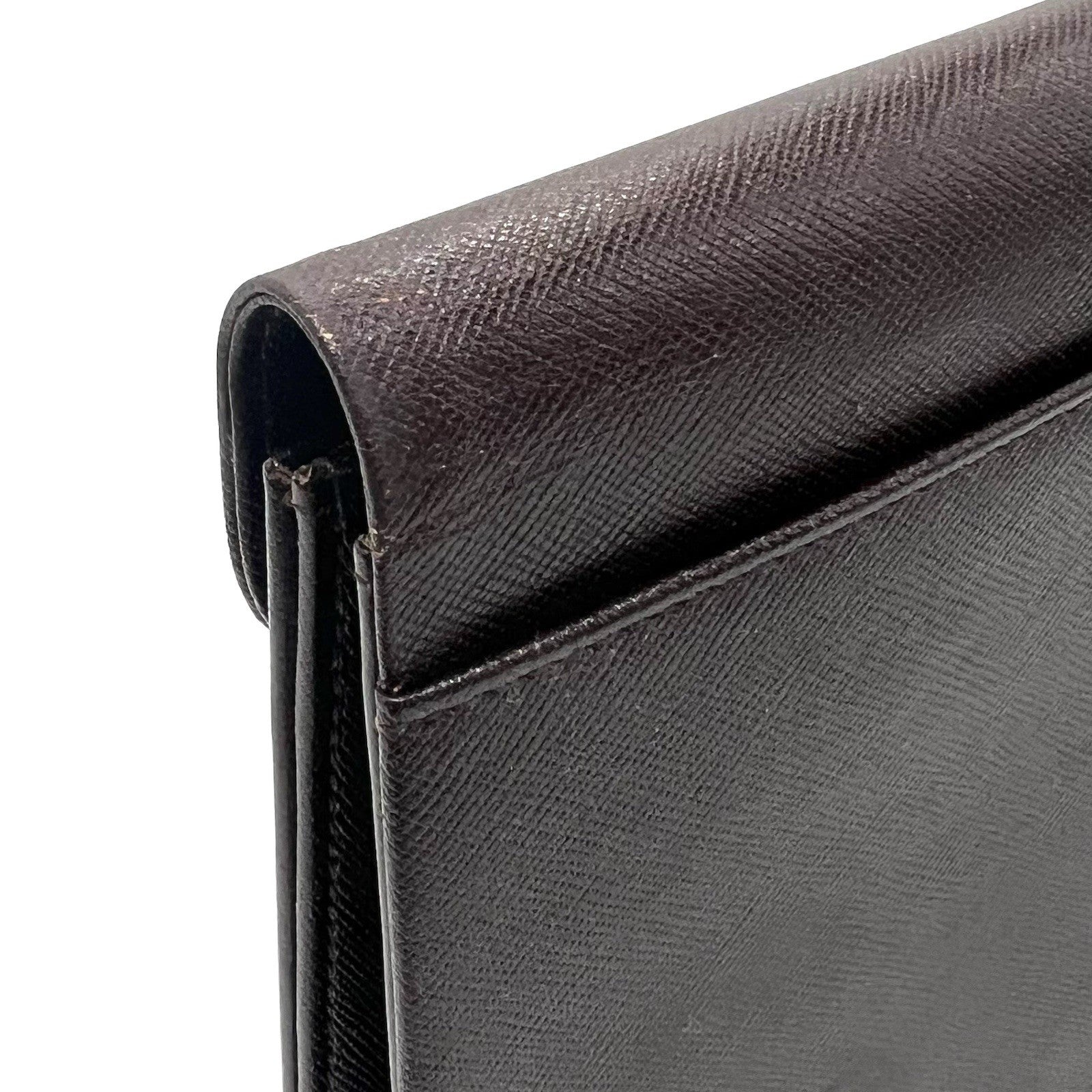 Saint Laurent YSL Vintage Clutch Bag - Brown, Saffiano Leather 
