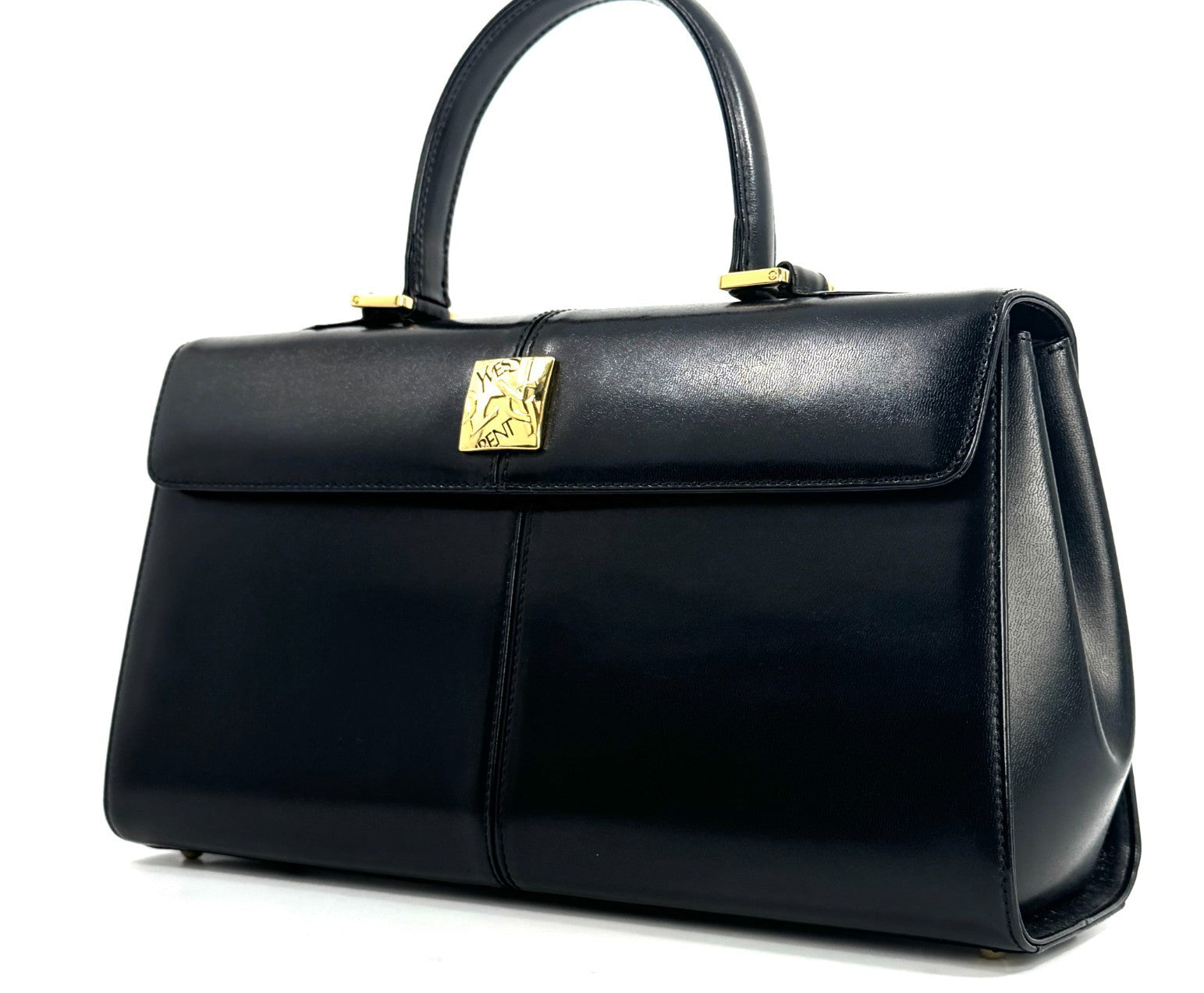 Saint Laurent Yves Leather Tote Hand Bag - Black, Leather