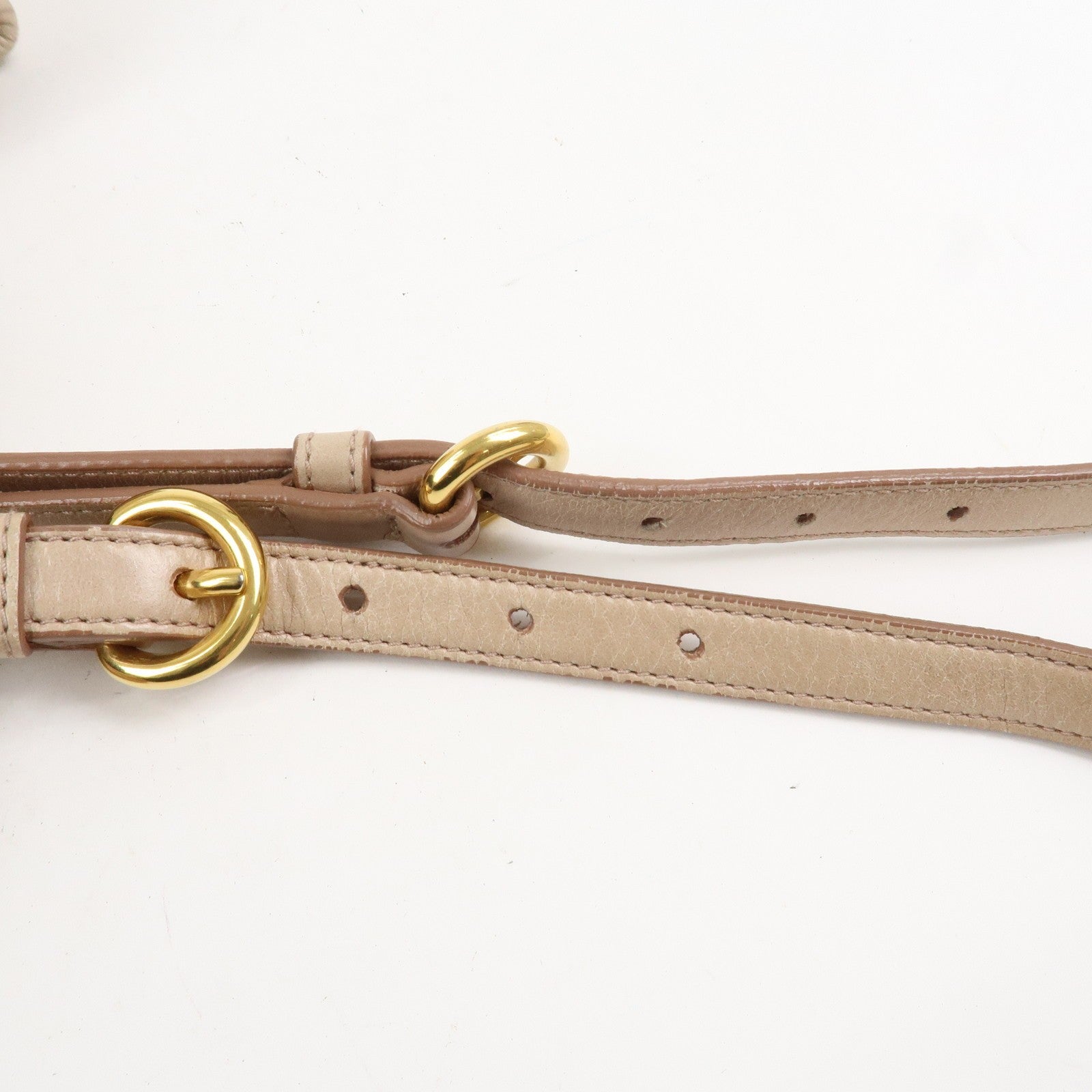 Miu Miu Leather Ribbon 2Way Shoulder Bag Beige, Leather