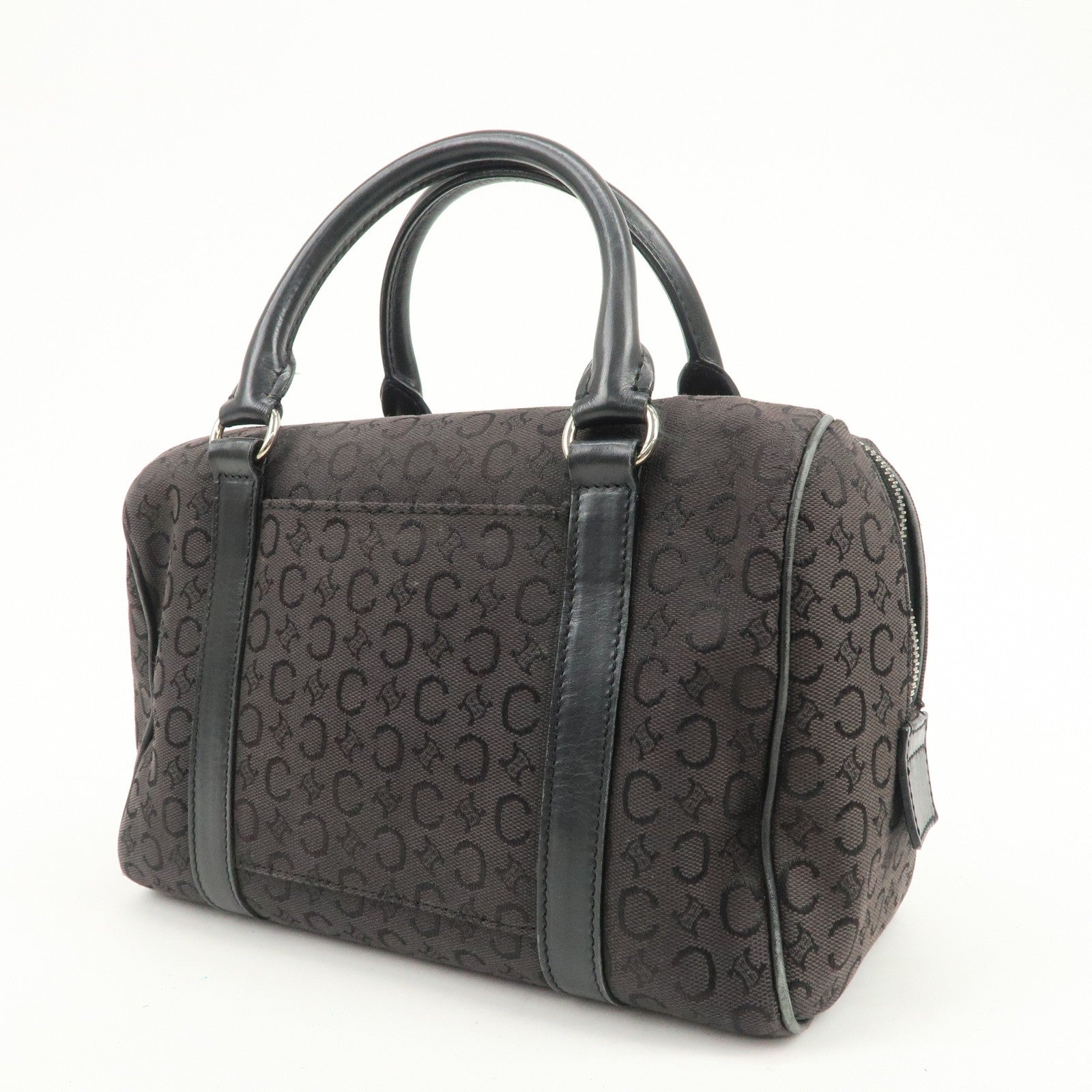 Celine C Macadam Boston Hand Bag - Black, Canvas, Leather 