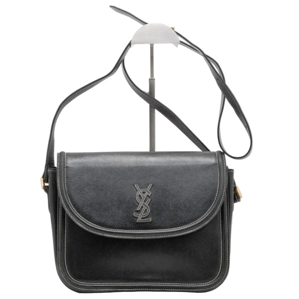 Saint Laurent Yves Vintage Shoulder Tote Stitch Bag - Black, Leather 