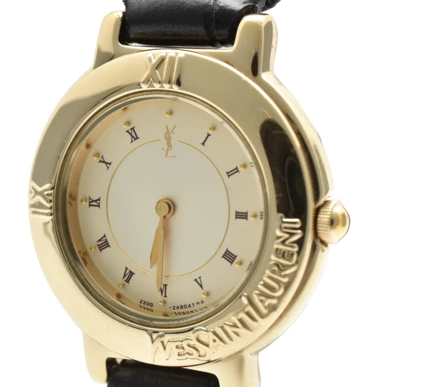 Yves Saint Laurent 2200-229789 Watch - White, Gold Quartz 
