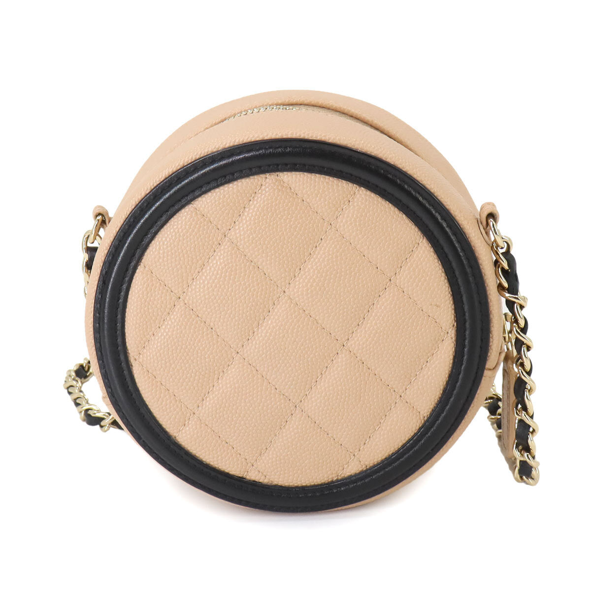 Chanel CC Filigree Chain Shoulder Bag - Beige, Black, Caviarskin Leather
