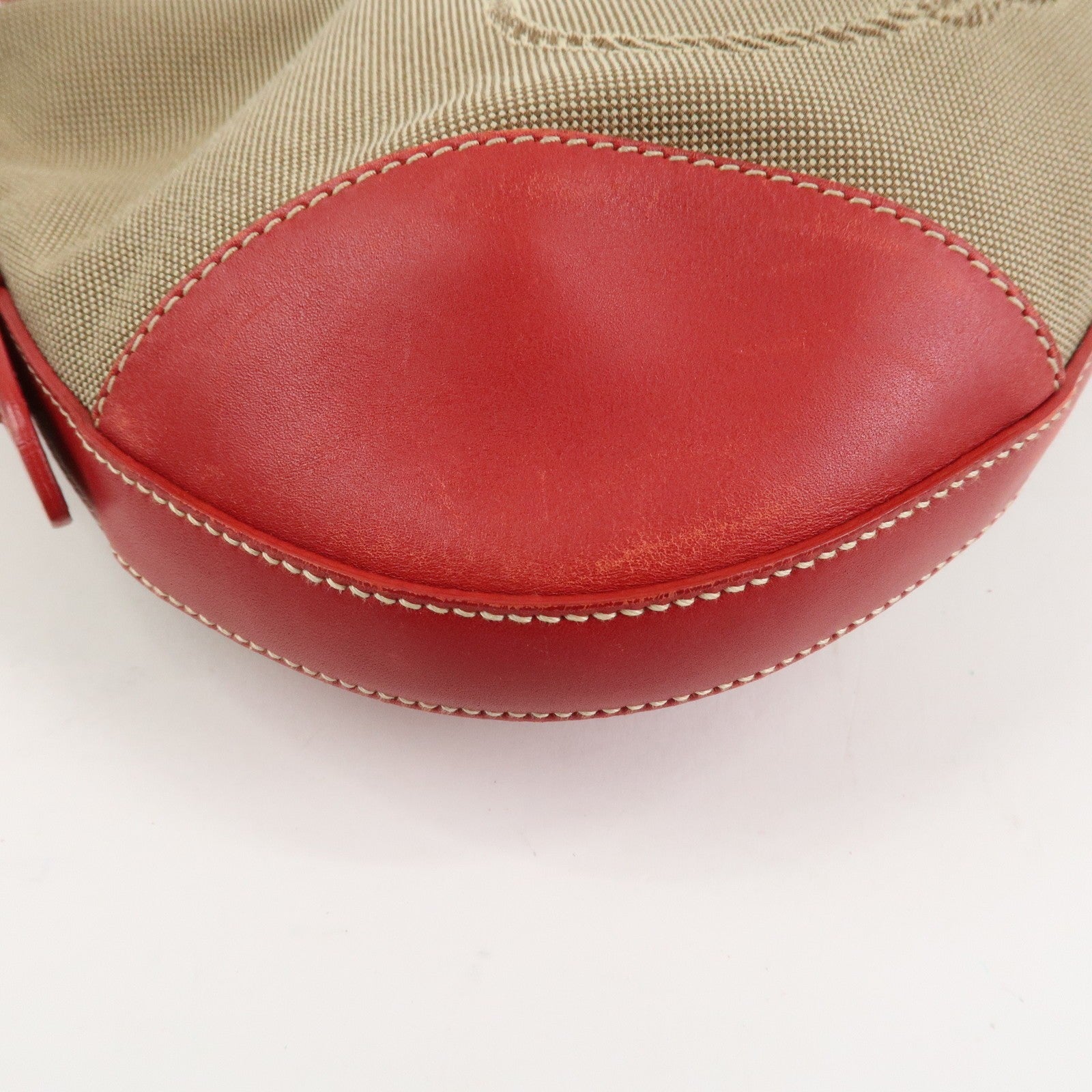 Prada Shoulder Bag - Light Brown, Red, Logo Jacquard, Leather