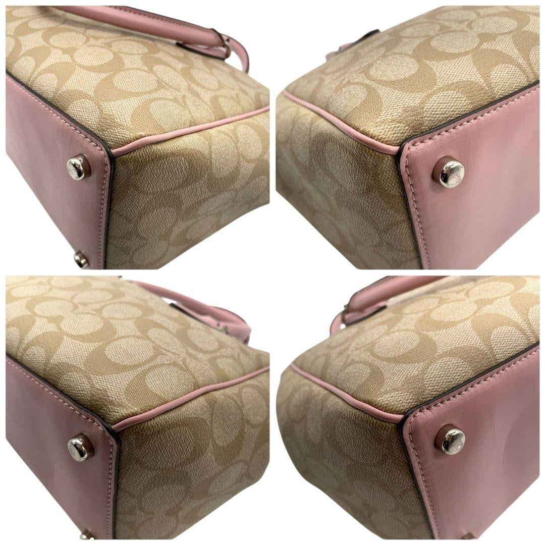 Coach Signature 2way Crossbody Handbag - Pink Beige, PVC