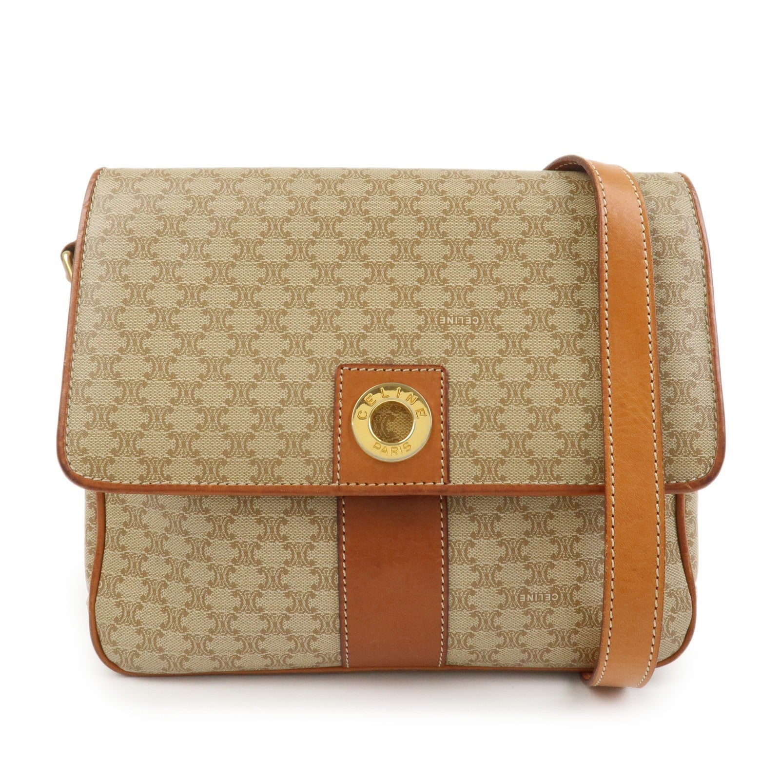 Celine Macadam Shoulder Bag - Beige, PVC Leather 