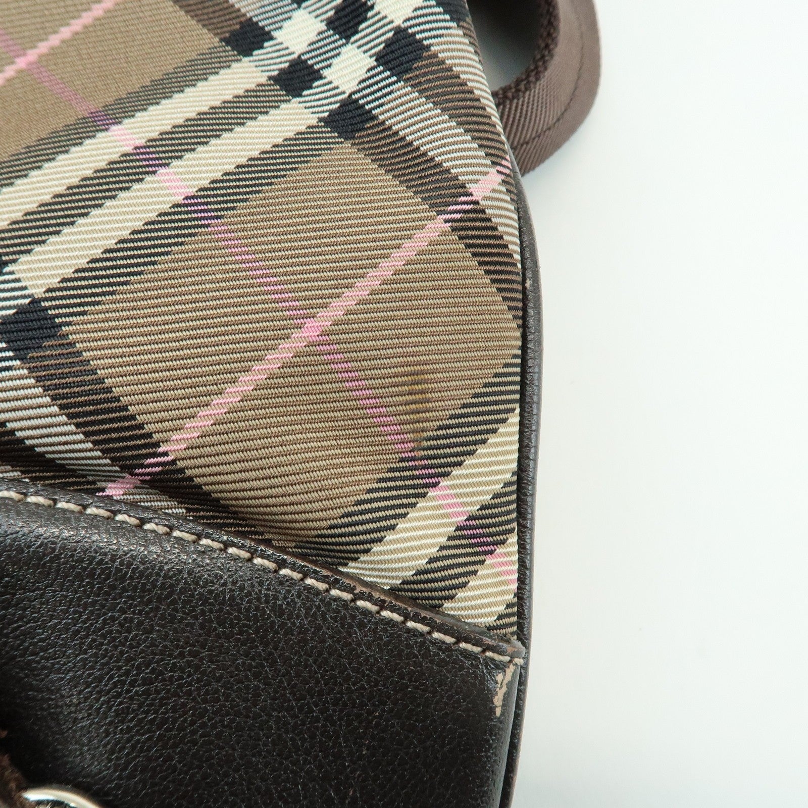 Burberry Nova Plaid Shoulder Bag - Brown, Canvas, Leather